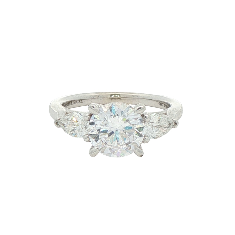 14k White Gold Three Stone Engagement Ring