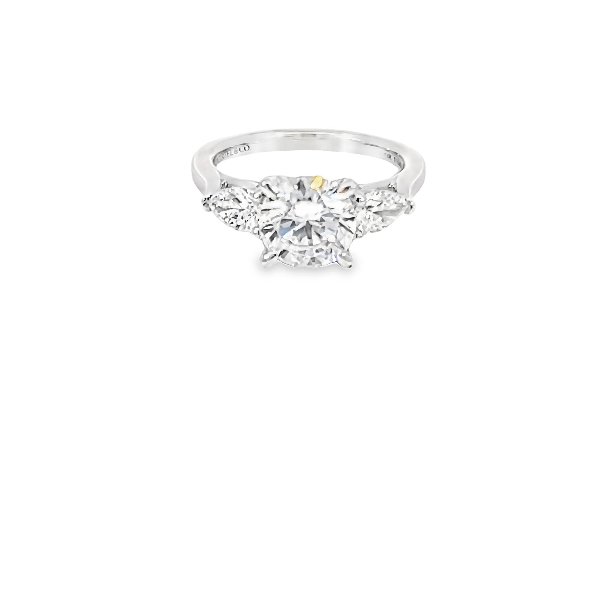 14k White Gold Three Stone Diamond Semi-mount