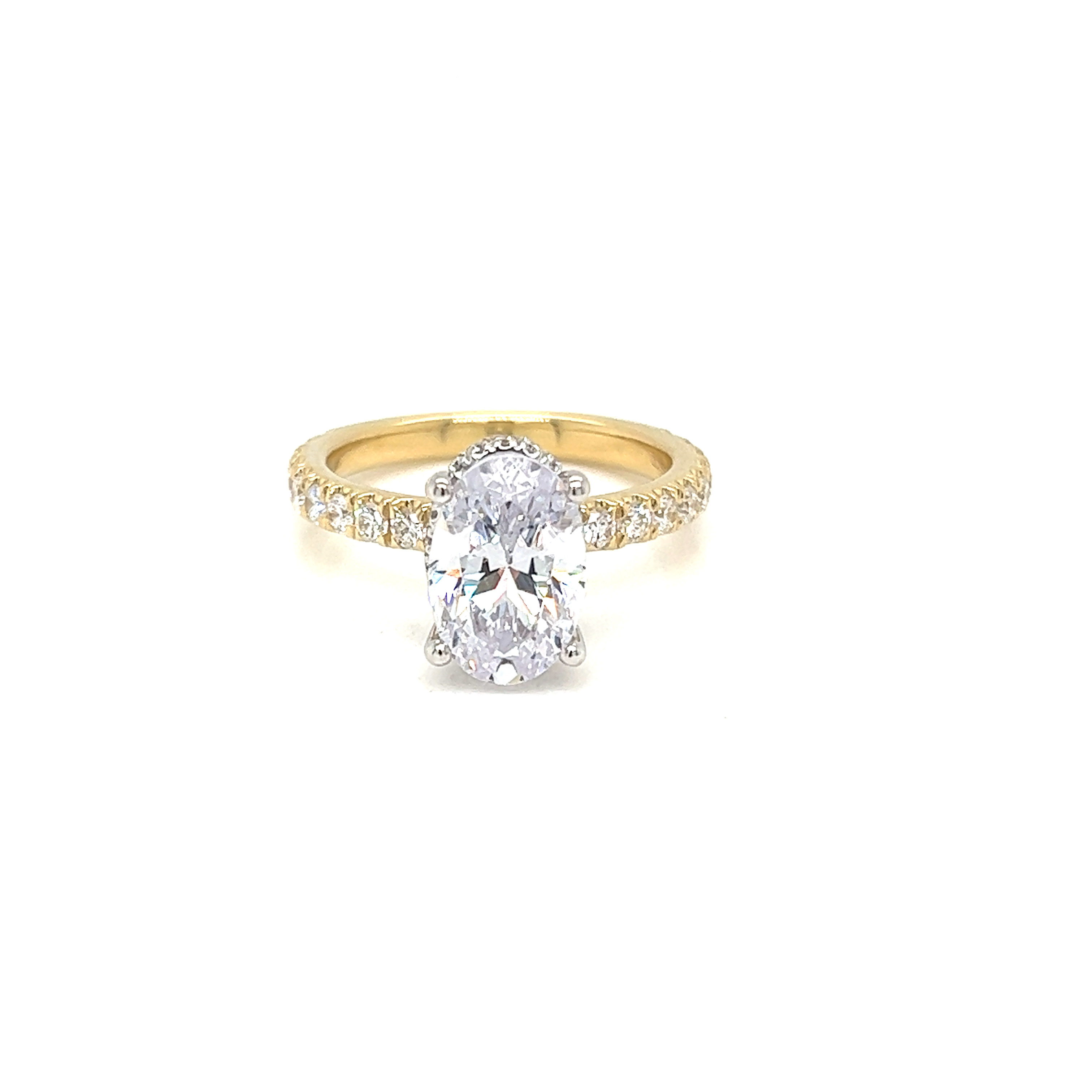 14 Karat yellow gold semi mount engagement ring Size 6.5 with 42=0.71 total weight round brilliant G VS Diamonds