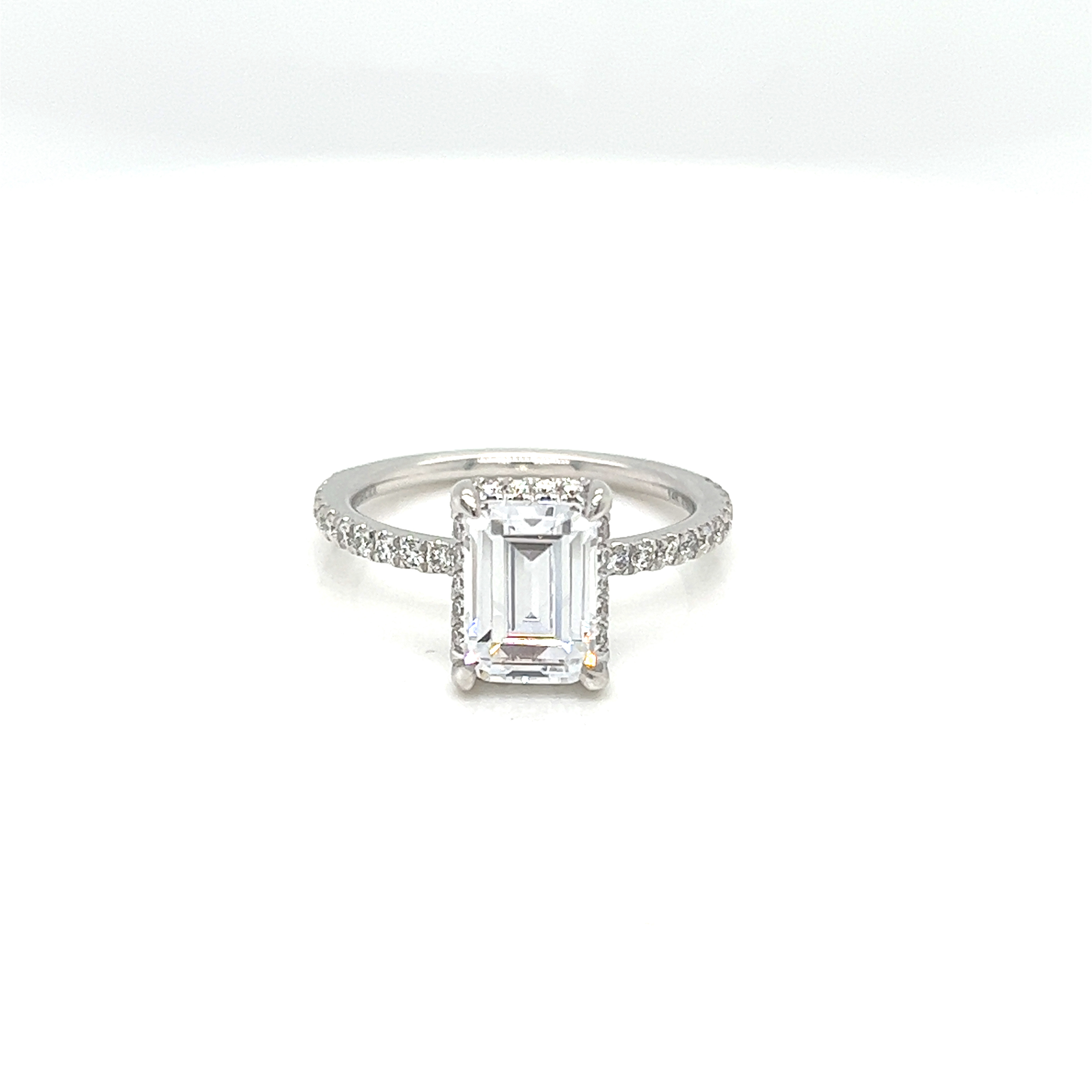 14 Karat white gold semi-mount engagement ring  Size 6.5 with 42=0.37 total weight round brilliant G VS Diamonds