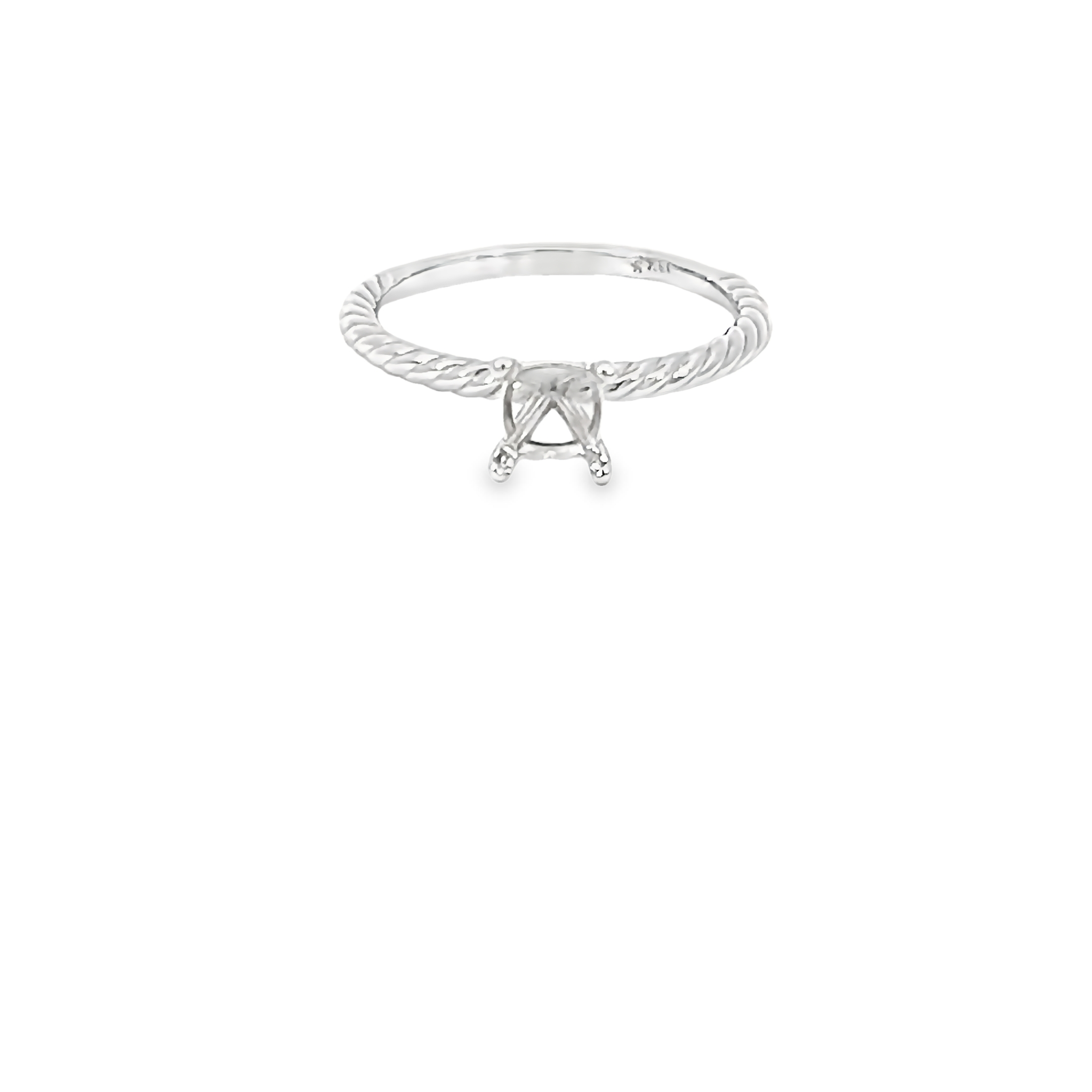 14k White Gold Rope Solitaire Semi-mount