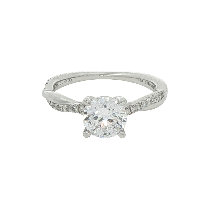 14k White Gold Twisted Band Engagement Ring