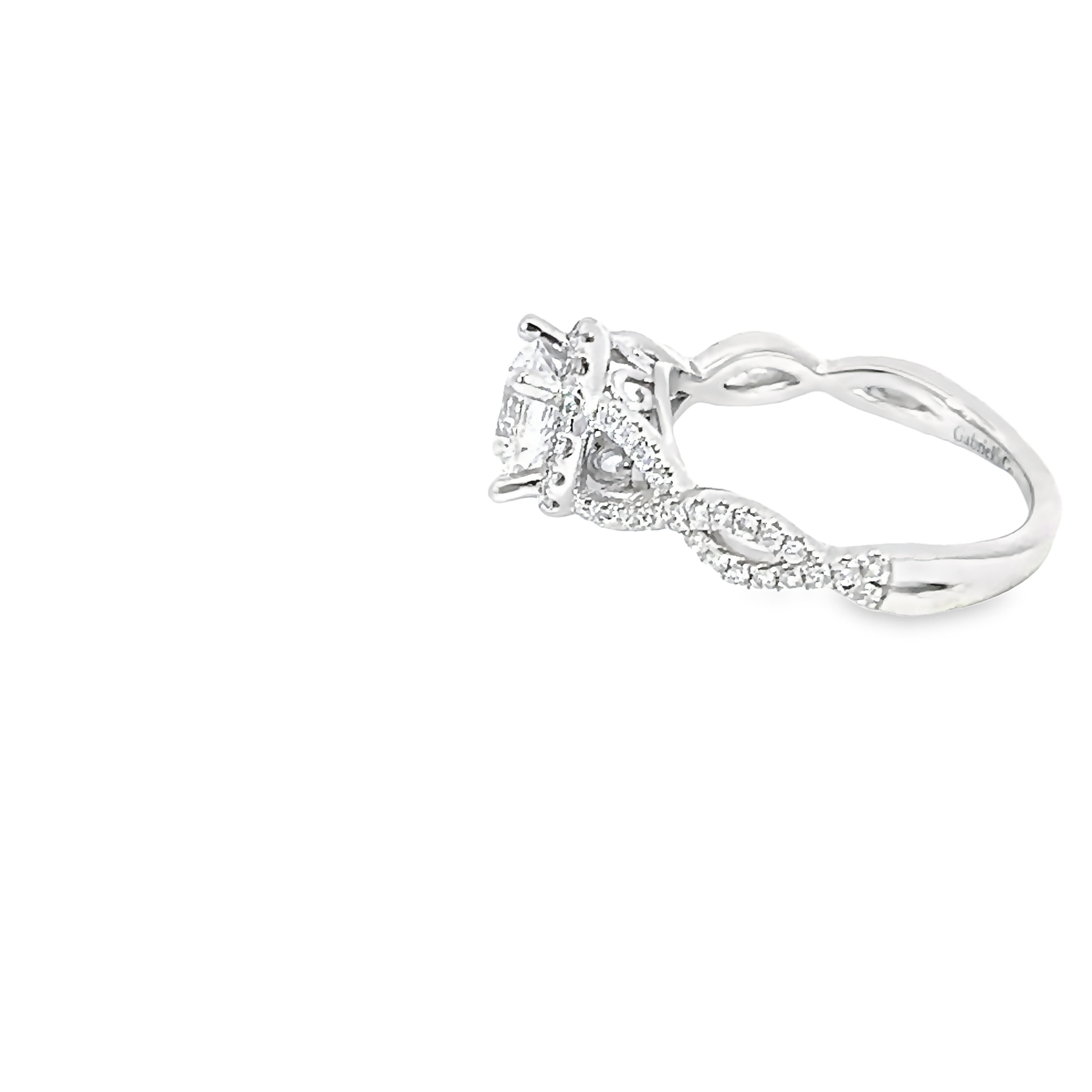 14k White Gold Diamond Twist Semi-mount With Halo