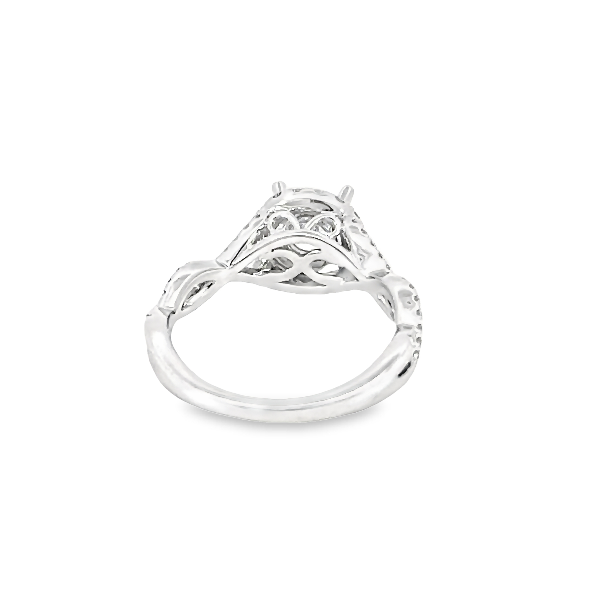 14k White Gold Diamond Twist Semi-mount With Halo