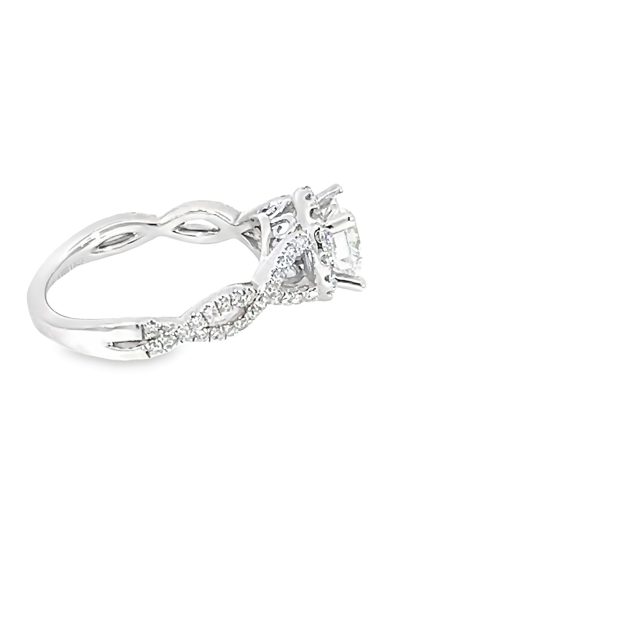 14k White Gold Diamond Twist Semi-mount With Halo