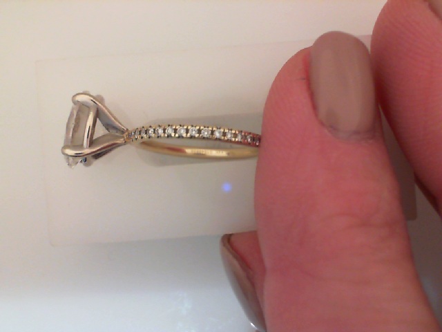14 Karat yellow gold semi mount ring Size 6.5 with 34=0.18 total weight round brilliant G VS Diamonds