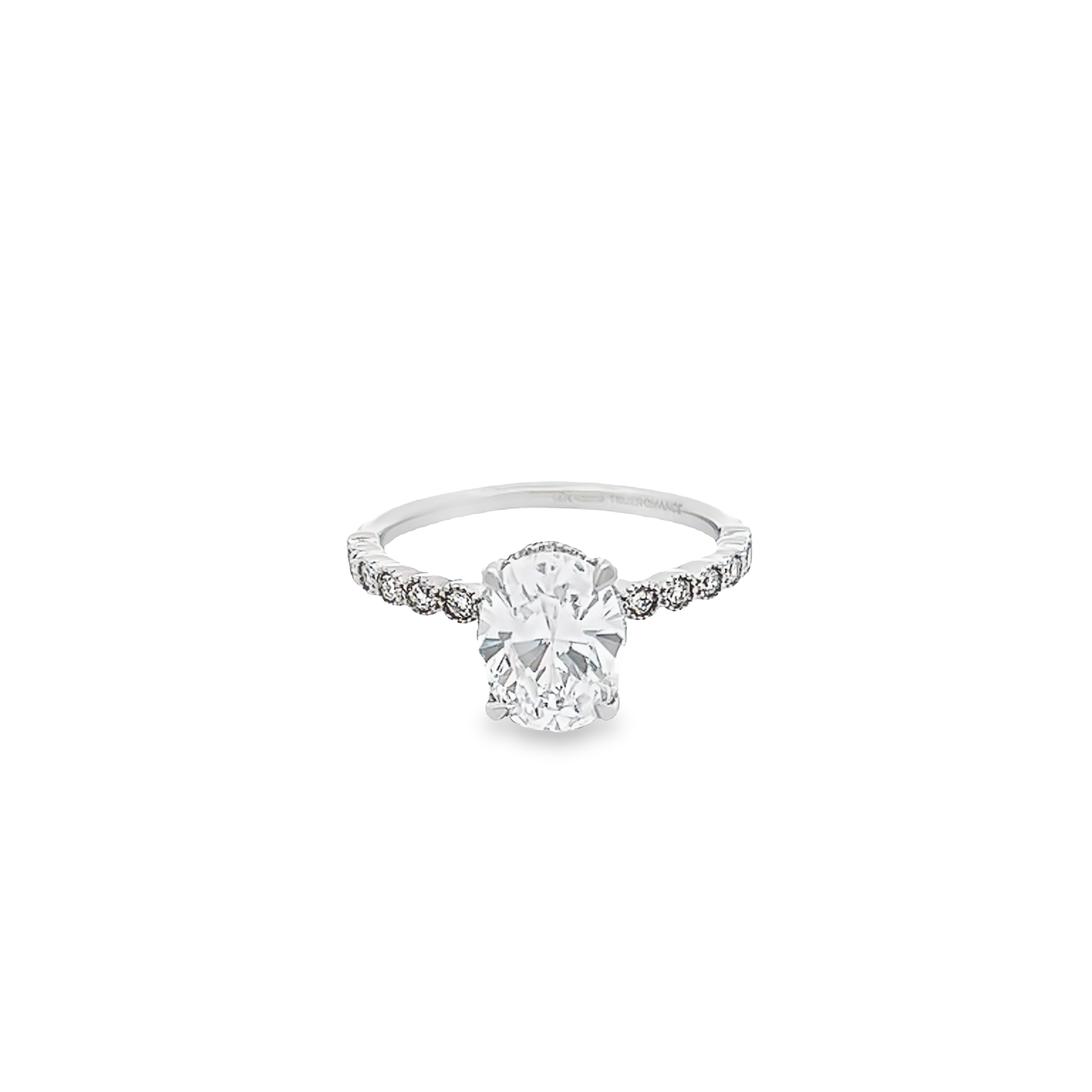 14 Karat white gold semi mount engagement ring with 28=0.28 total weight Round Brilliant G VS Diamonds. Size 7