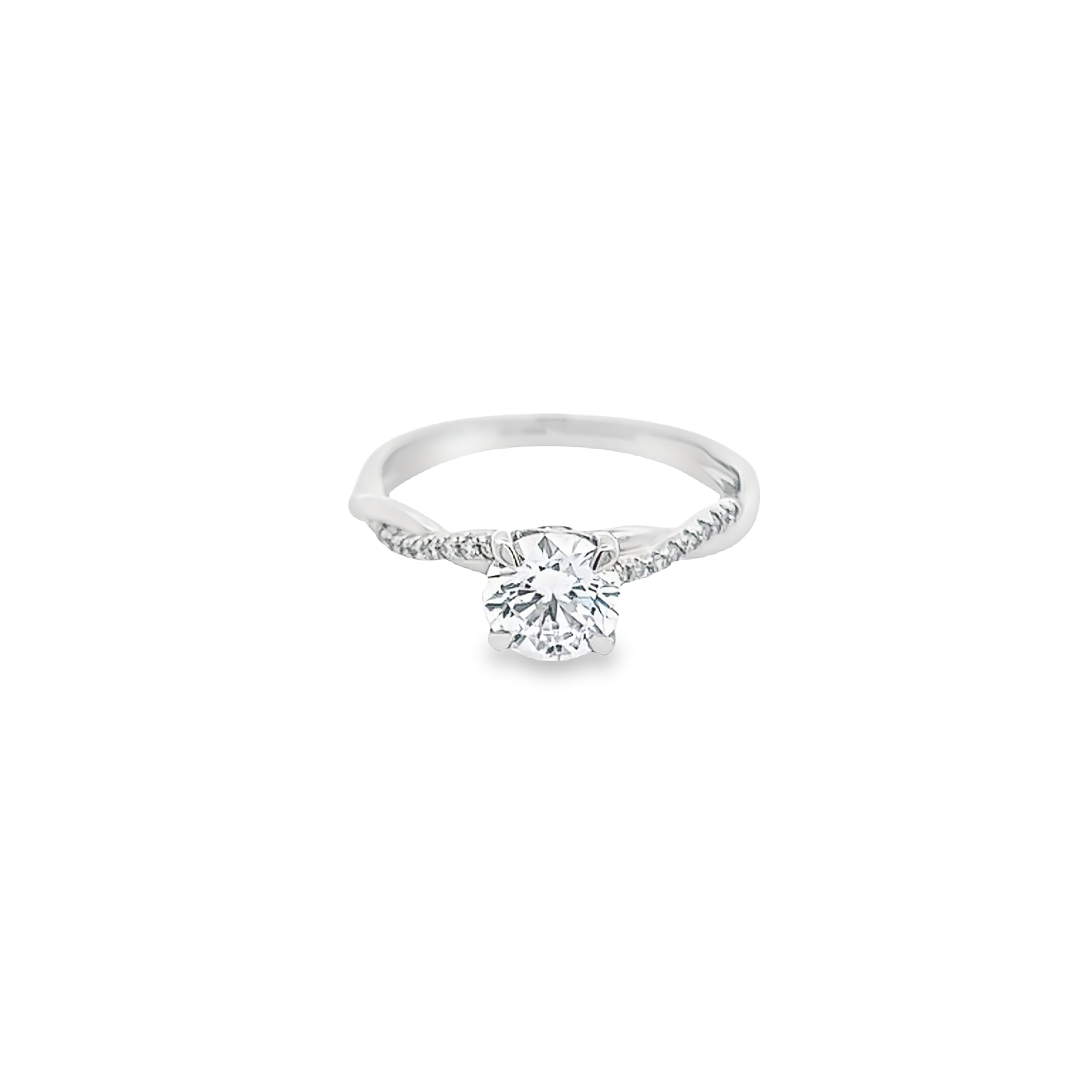 14k White Gold Twist Diamond Semi-mount