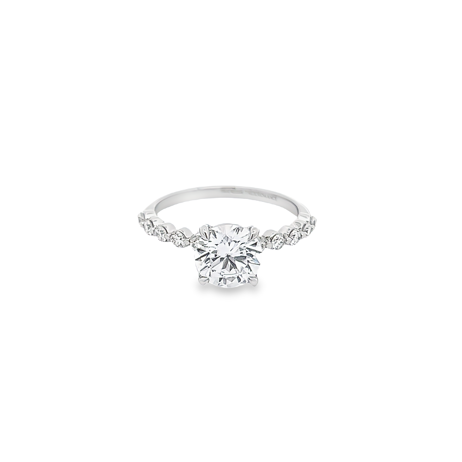 14k White Gold Shared Prong Diamond Semi-mount