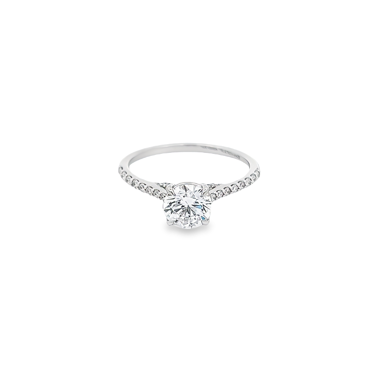 14 Karat white gold semi mount engagement ring with 28=0.25 total weight Round Brilliant G Vs Diamonds. Size 7