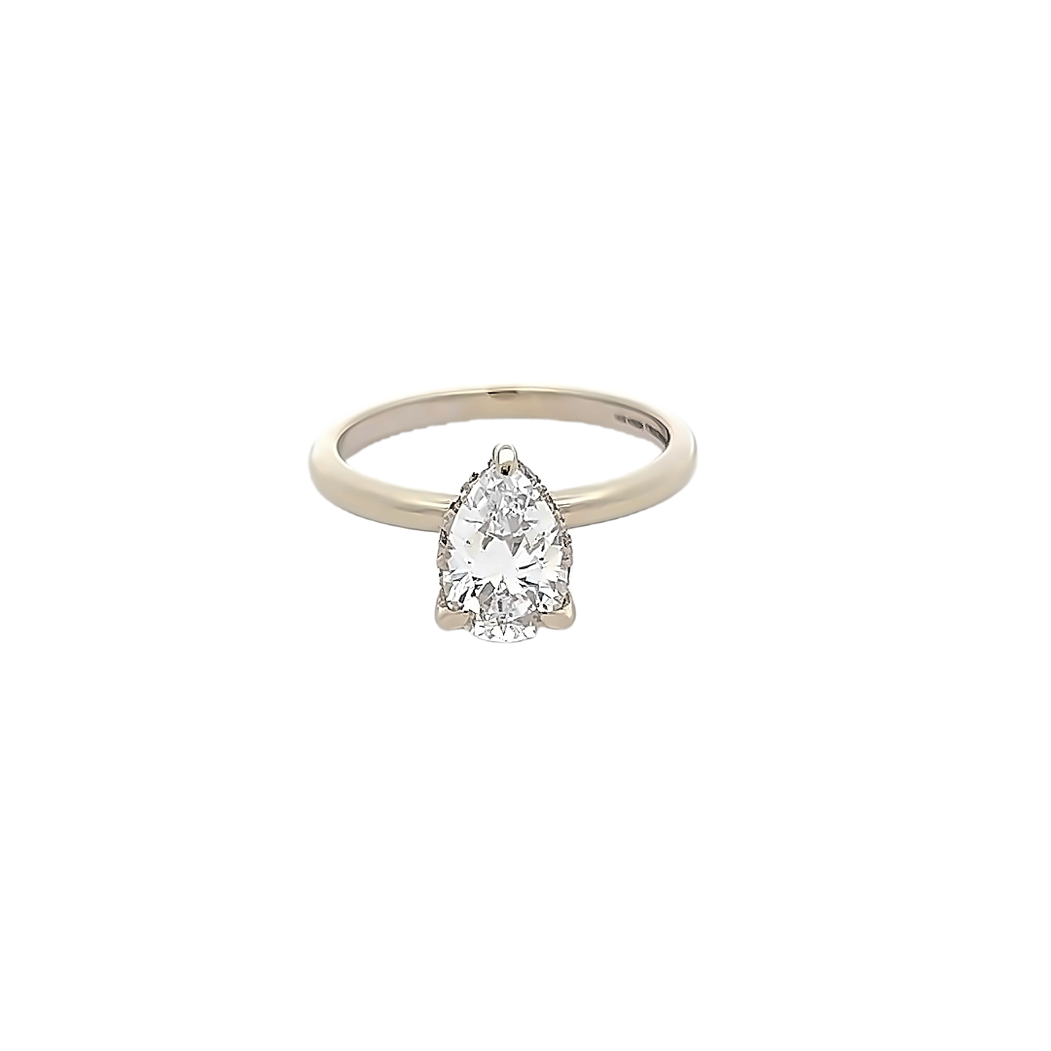 14k White Gold Solitaire Semi-mount With Hidden Halo