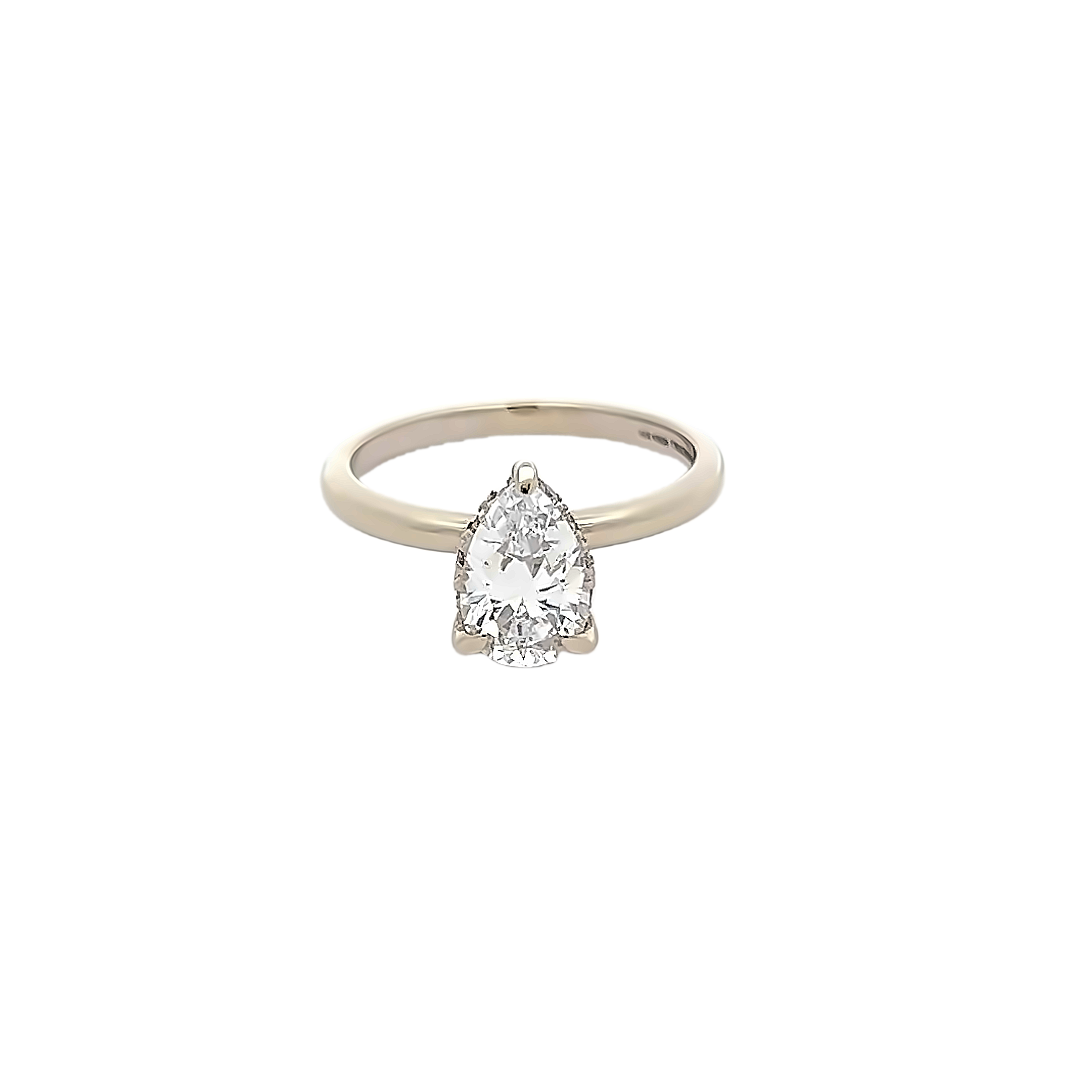 14 Karat white gold semi mount engagement ring with 10=0.18 total weight round brilliant G VS Diamonds. Size 7