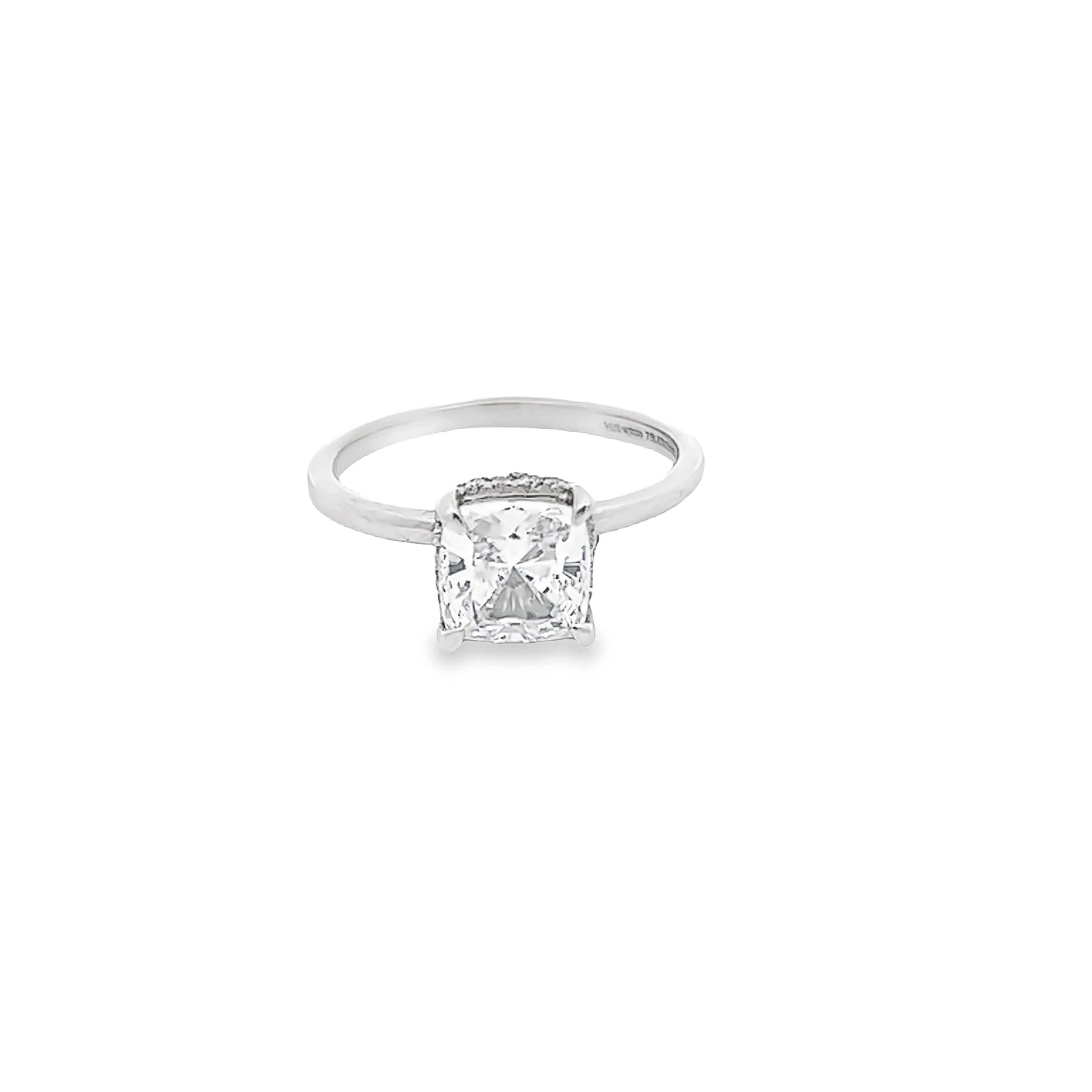 14k White Gold Solitaire Semi-mount With Hidden Halo