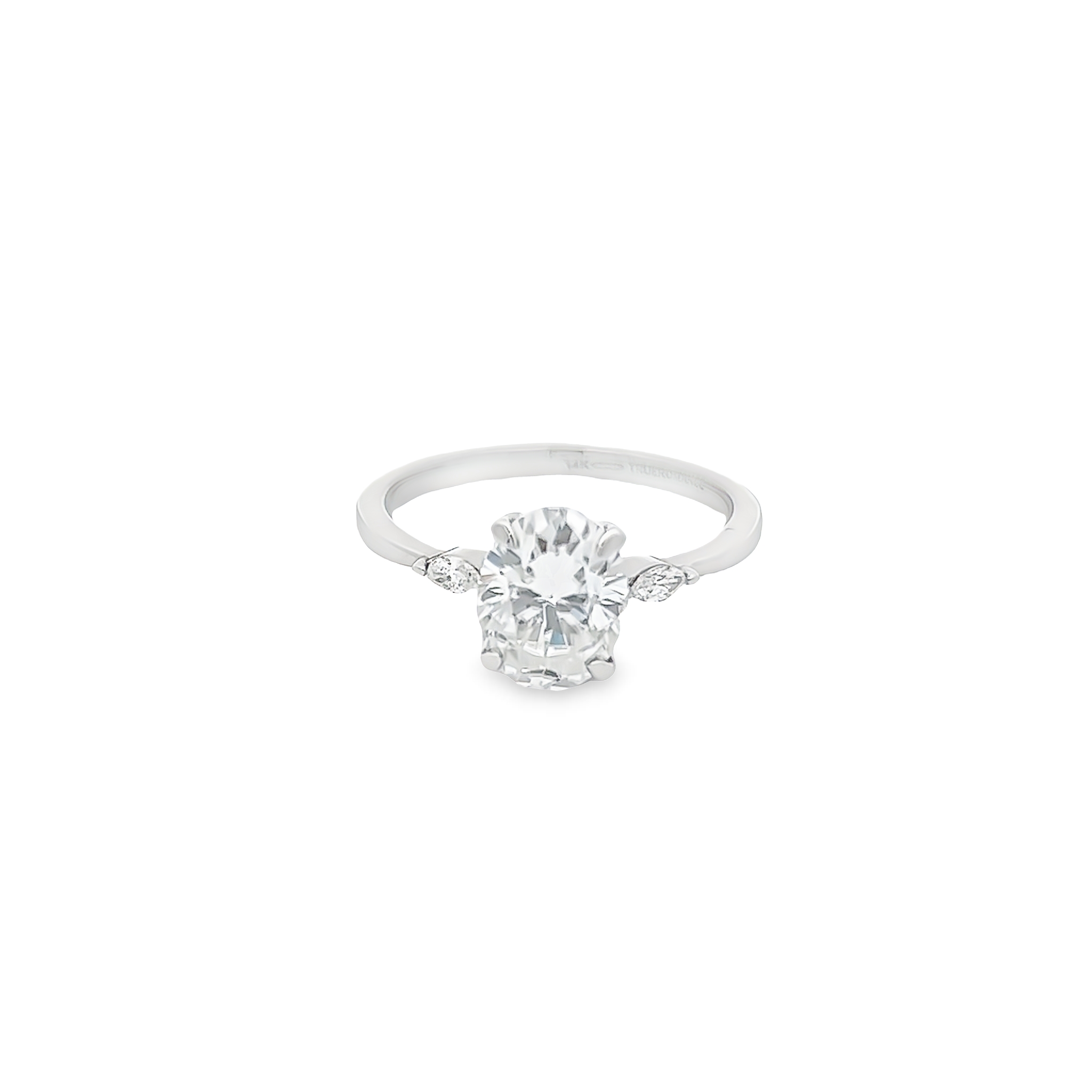 14 Karat White Gold Semi Mount Emgagement Ring With 2=0.12 Total Weight Marquise G Vs Diamonds. Size 7