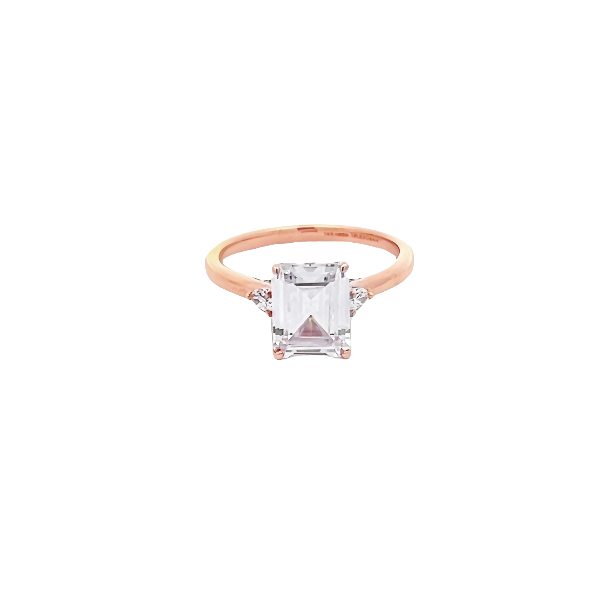 14 Karat Rose Gold Semi Mount Engagament Ring With 16=0.23 Total Weight Pear And Round Brilliant G Vs Diamonds