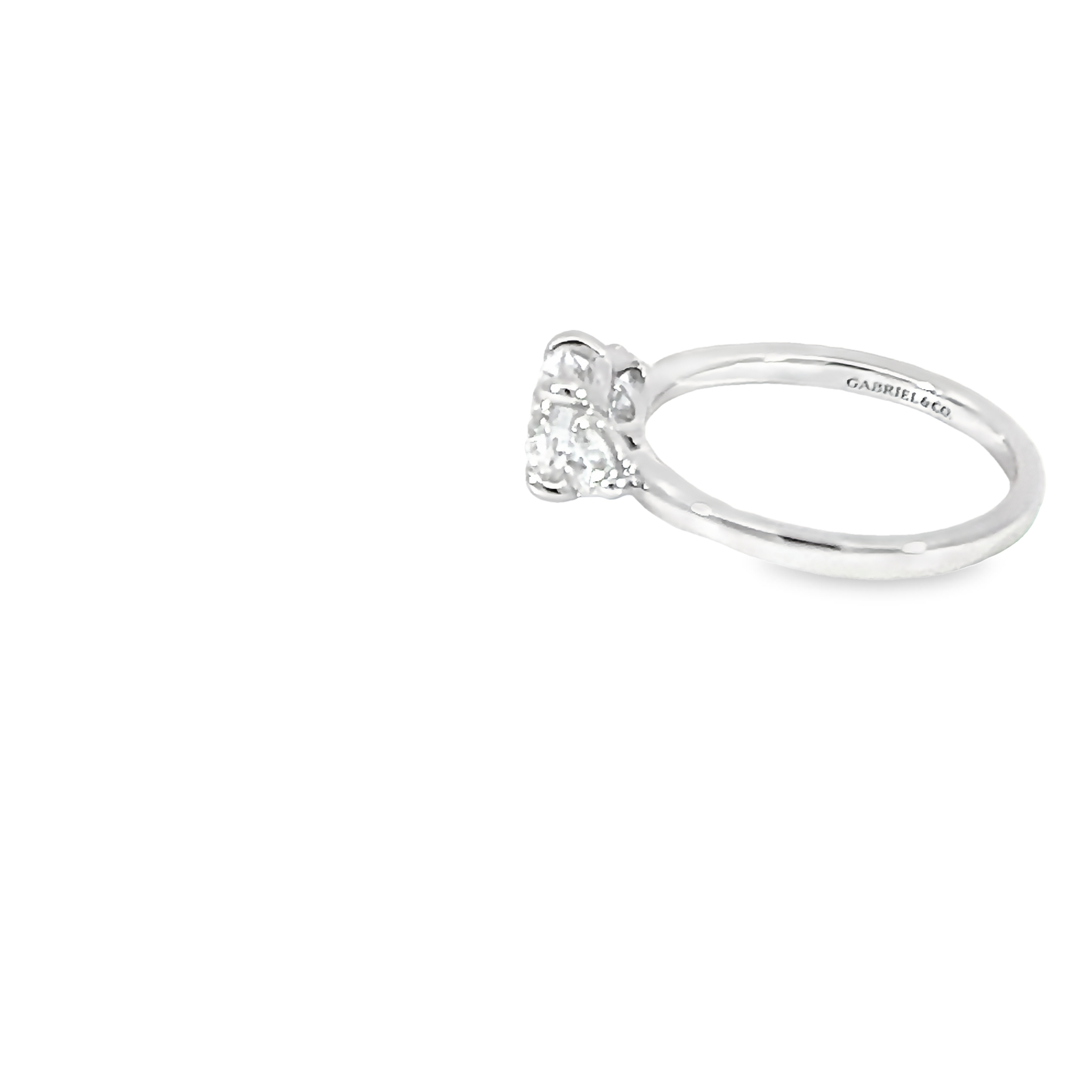 14k White Gold Three Stone Semi-mount