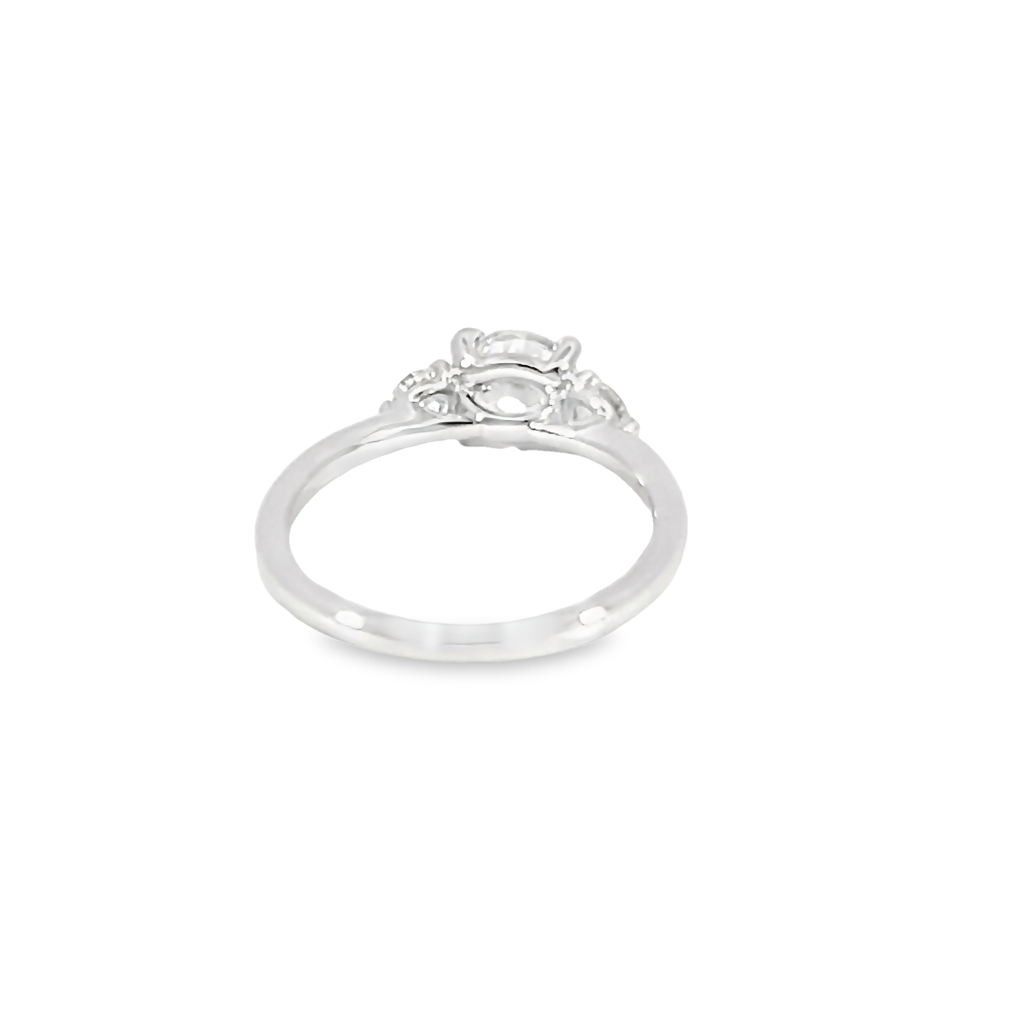 14k White Gold Three Stone Semi-mount