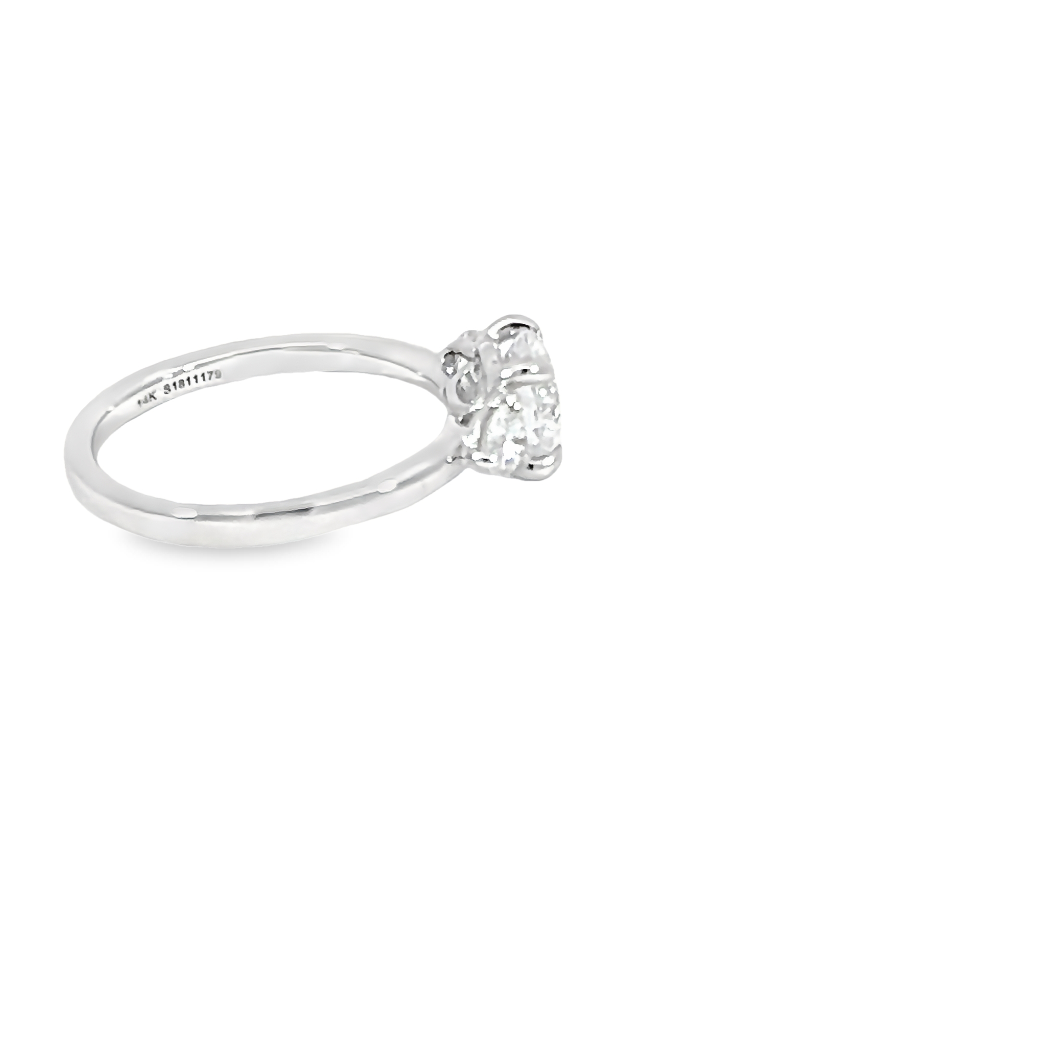 14k White Gold Three Stone Semi-mount