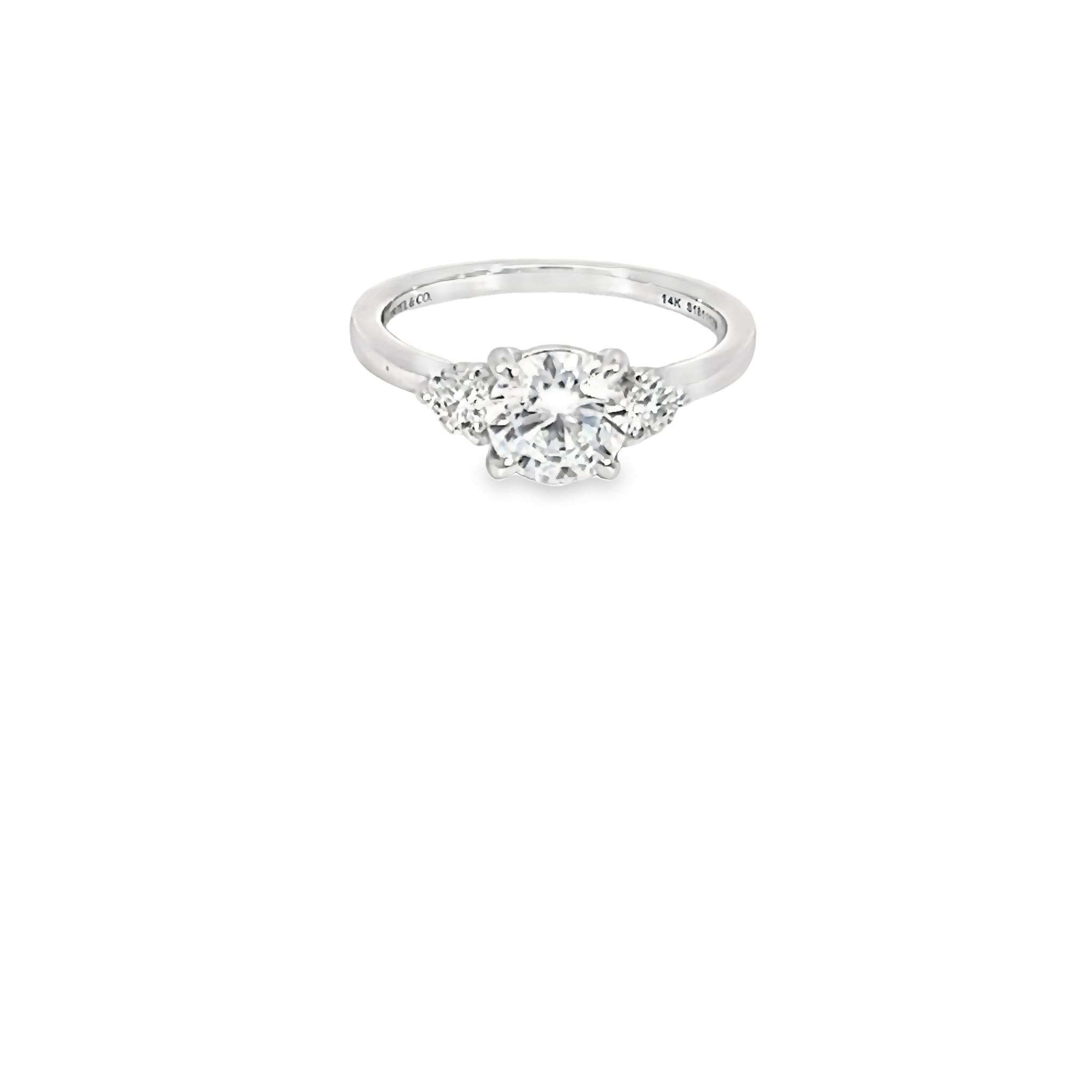 14k White Gold Three Stone Semi-mount