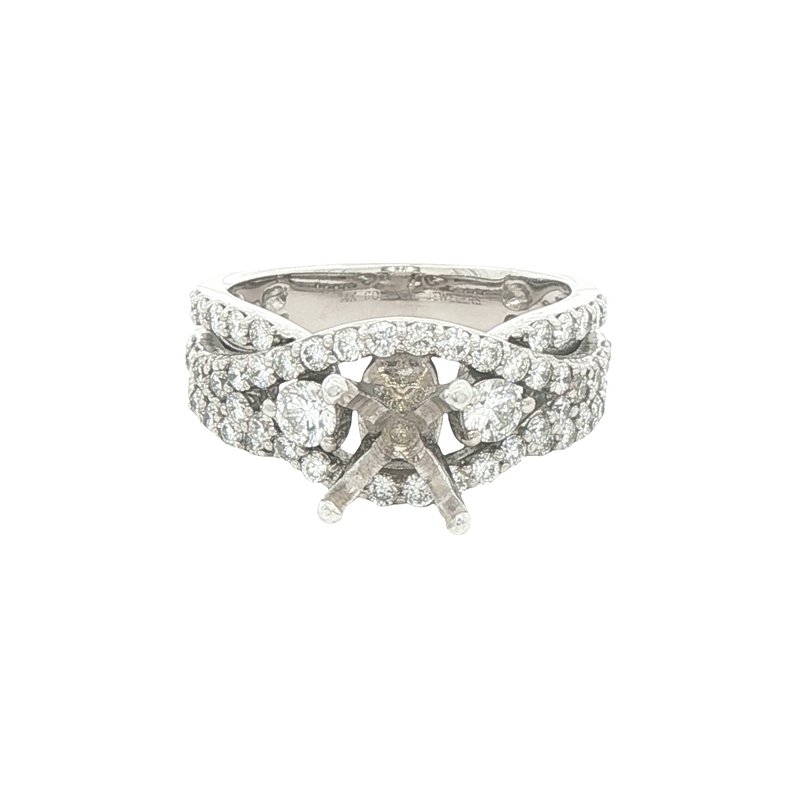 14k White Gold And Diamond Engagement Ring Setting