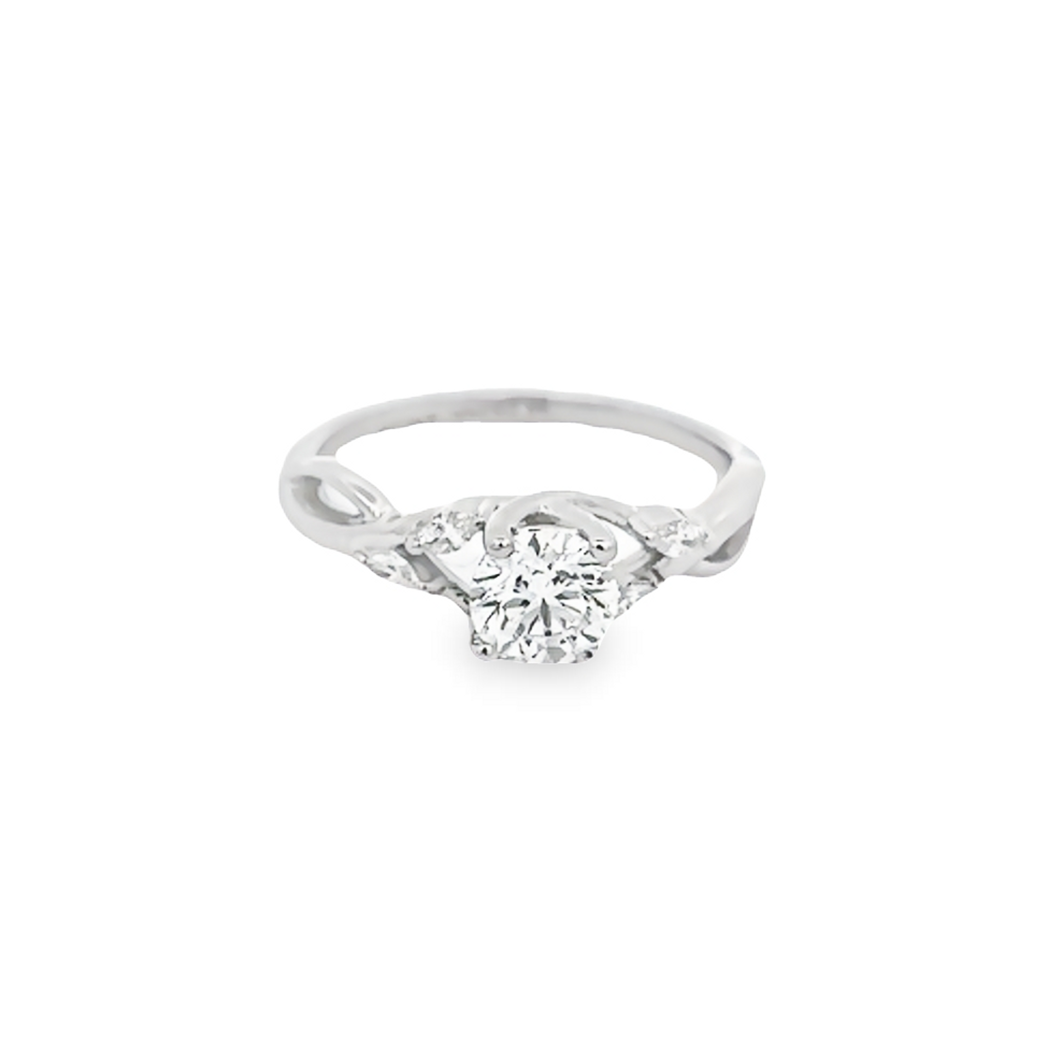 14 Karat White Gold Semi Mount Engagement Ring With 4=0.16 Total Weight Marquise G Vs Diamonds