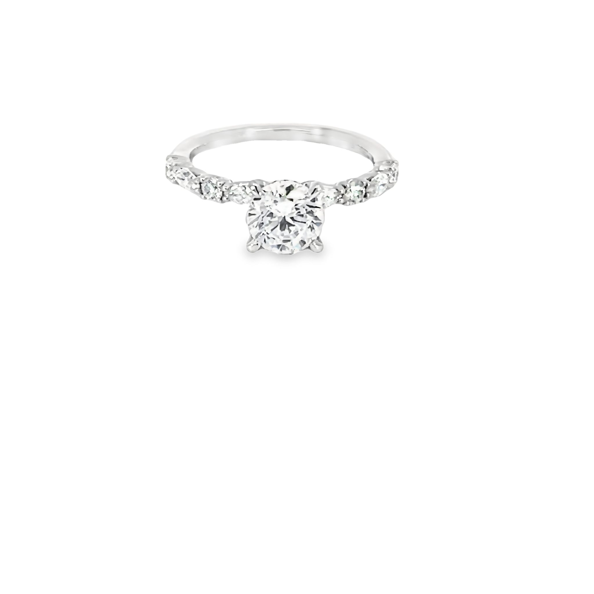 14 Karat White Gold Semi Mount Engagement Ring With 20=0.48 Total Weight Round Brilliant And Marquise G Vs Diamonds.  Size 6.25