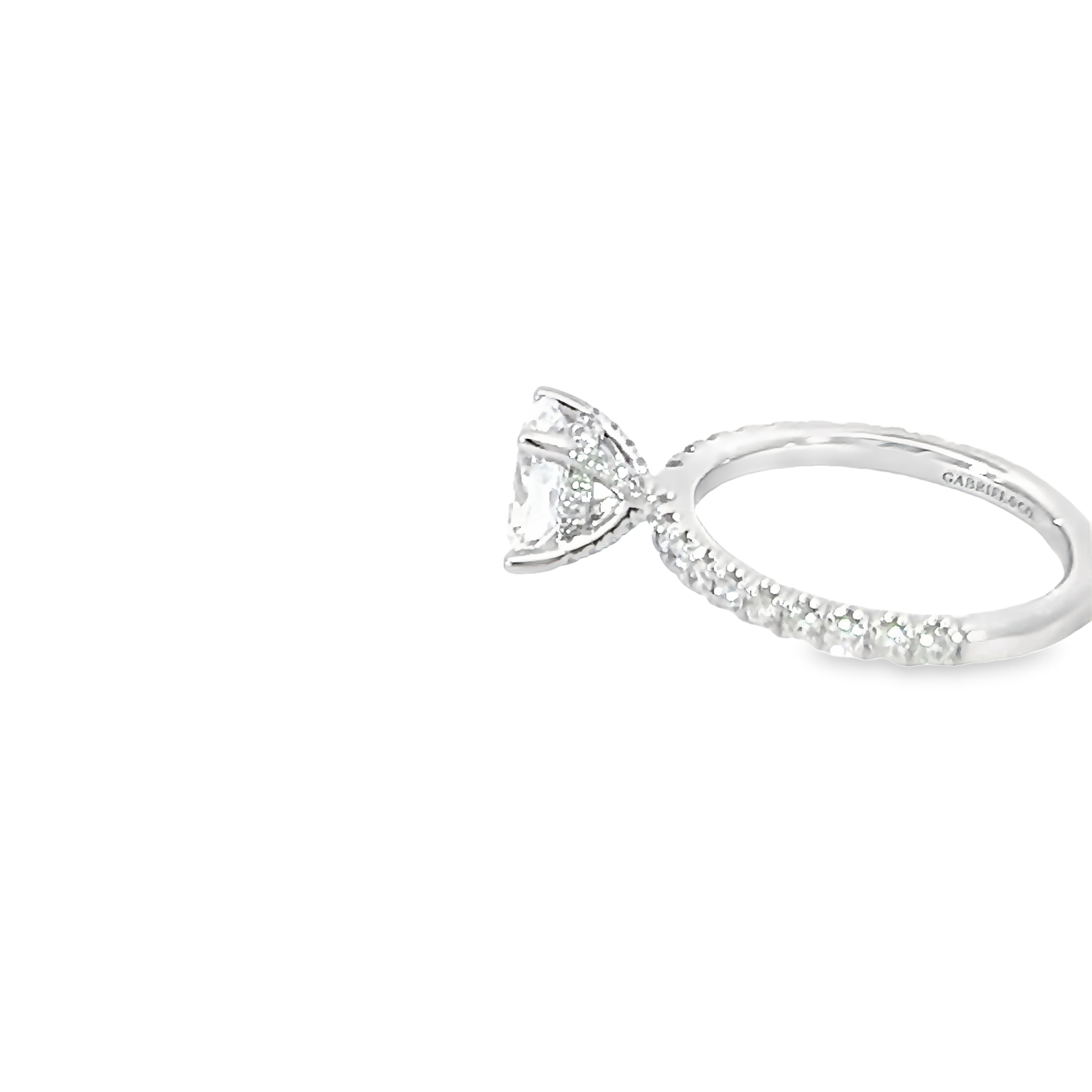 14 Karat White Gold Semi Mount Engagagment Ring With 46=0.52 Total Weight Round Brilliant G Vs Diamonds