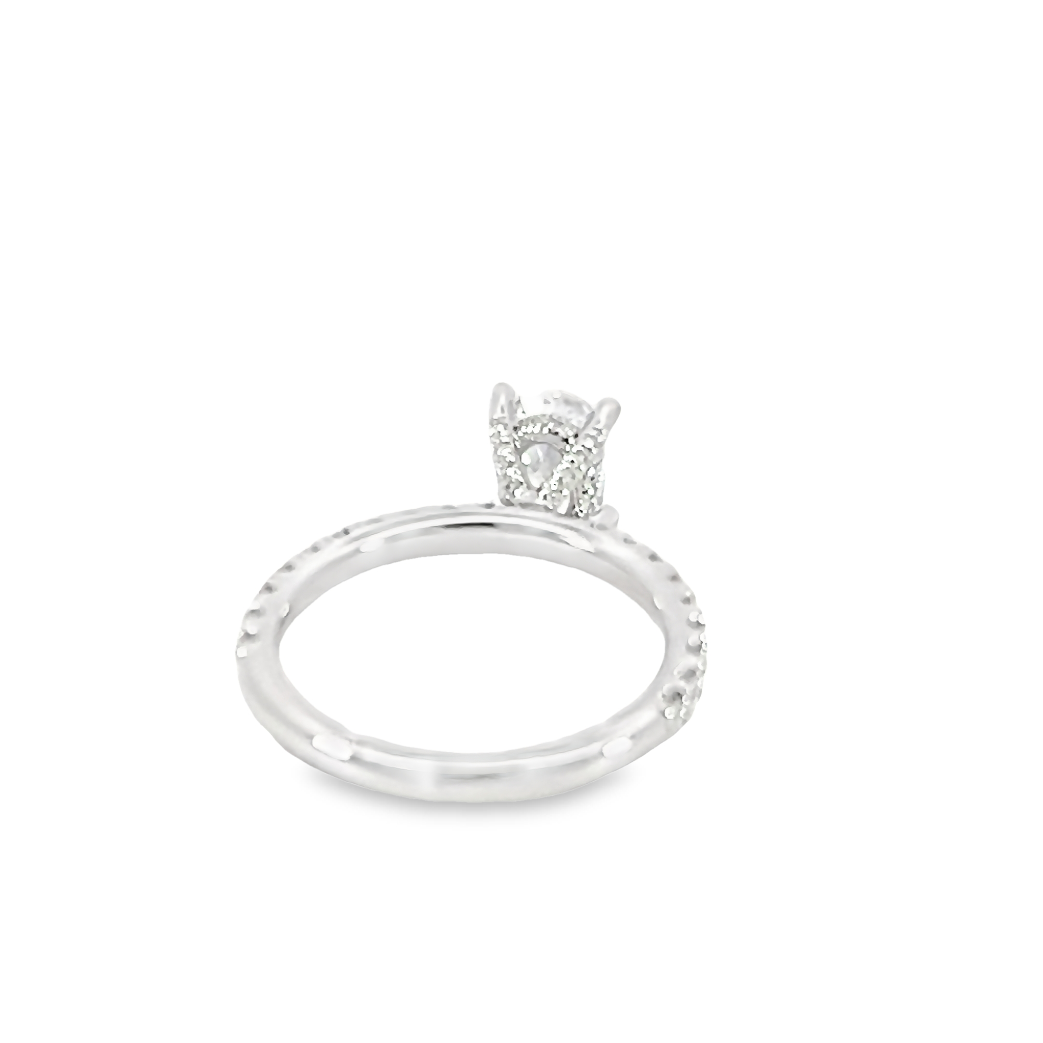 14 Karat White Gold Semi Mount Engagagment Ring With 46=0.52 Total Weight Round Brilliant G Vs Diamonds