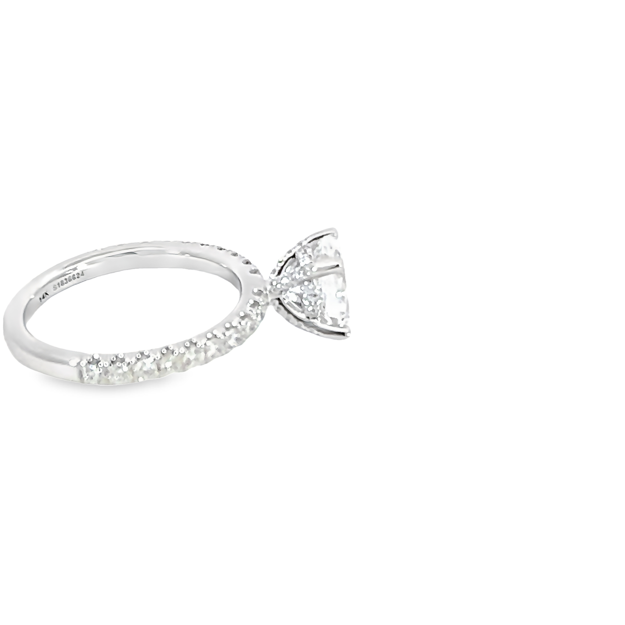 14 Karat White Gold Semi Mount Engagagment Ring With 46=0.52 Total Weight Round Brilliant G Vs Diamonds