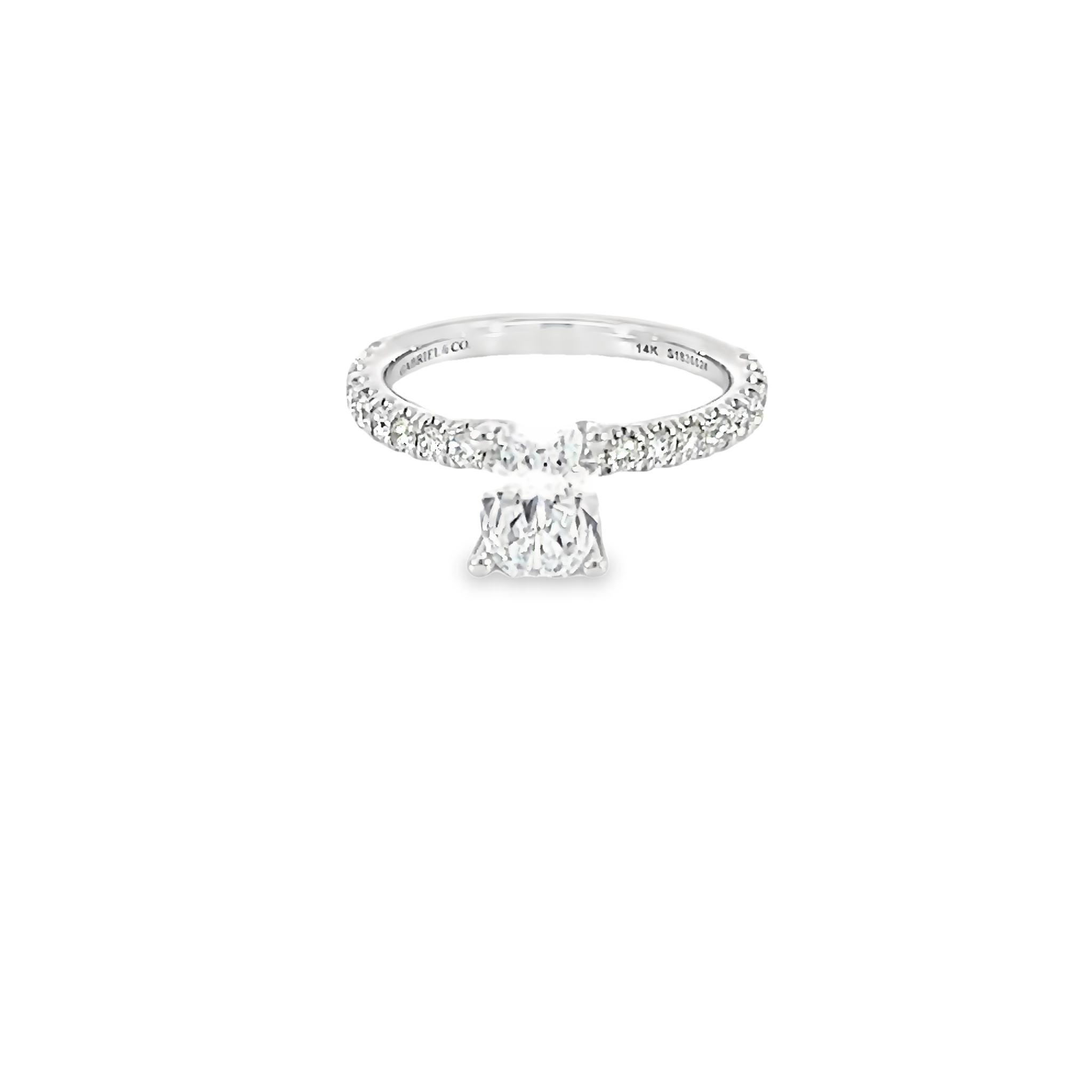 14 Karat White Gold Semi Mount Engagagment Ring With 46=0.52 Total Weight Round Brilliant G Vs Diamonds
