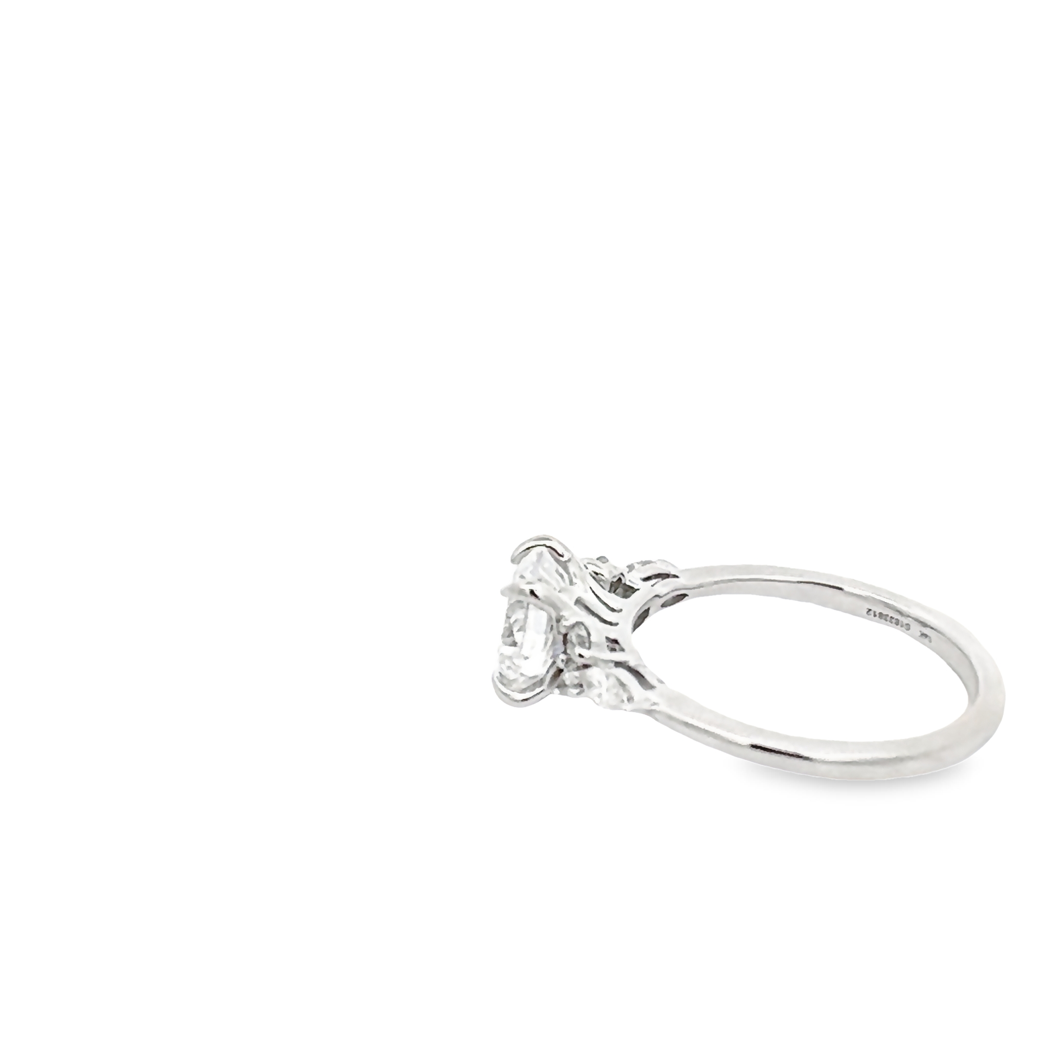 14 Karat White Gold Semi Mount Engagement Ring With 6=0.23 Total Weight Round Brilliant And Marquise G Vs Diamonds. Size 6.5