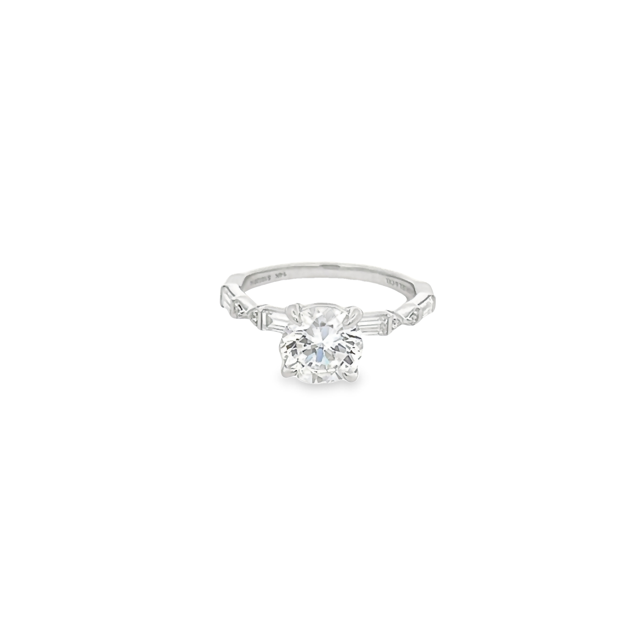 14 Karat White Gold Semi Moint Engagement Ring With 10=0.47 Total Weight Round Brilliant And Marquise  G Vs Diamonds. Size 6.5