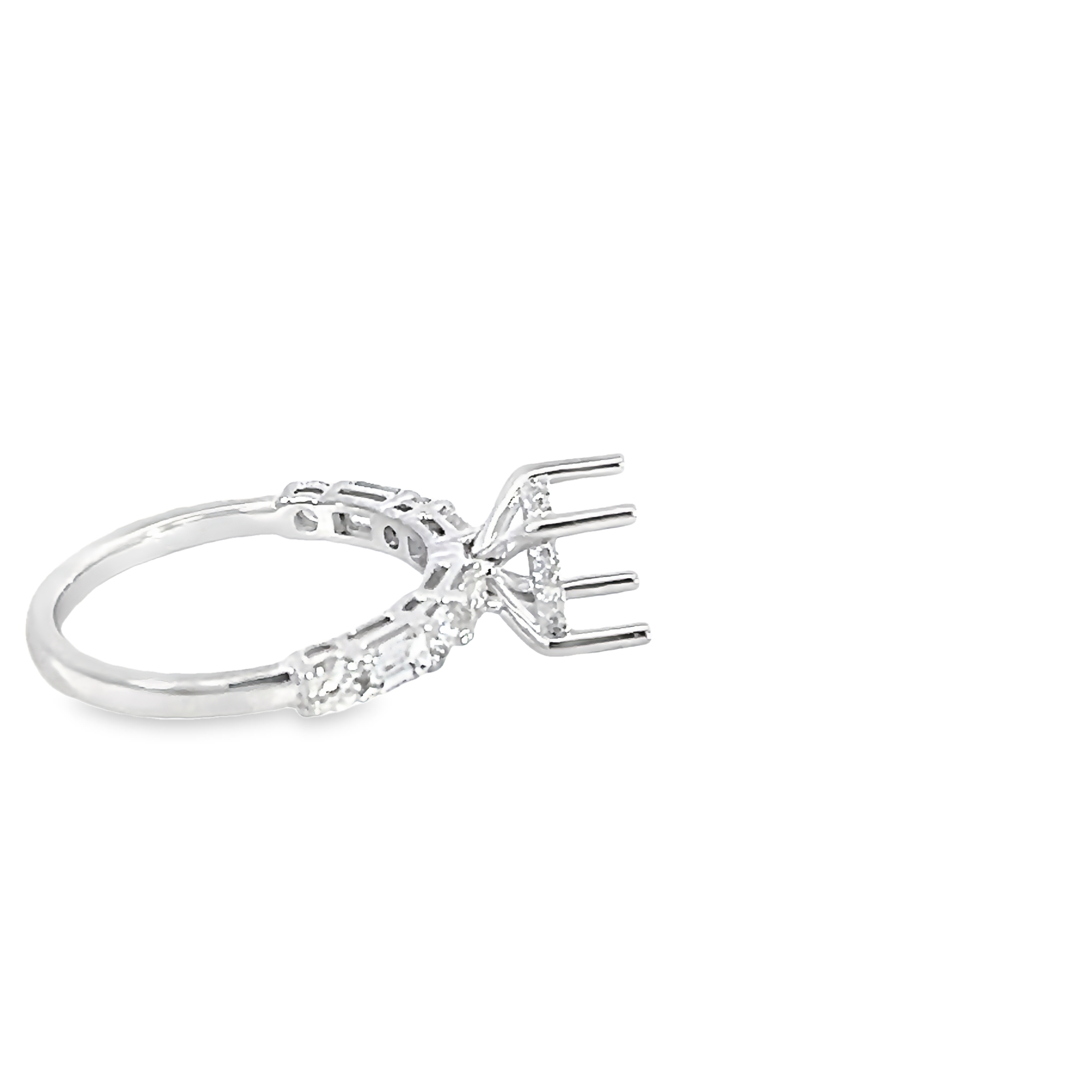 14k White Gold Semi Mount Engagement Ring