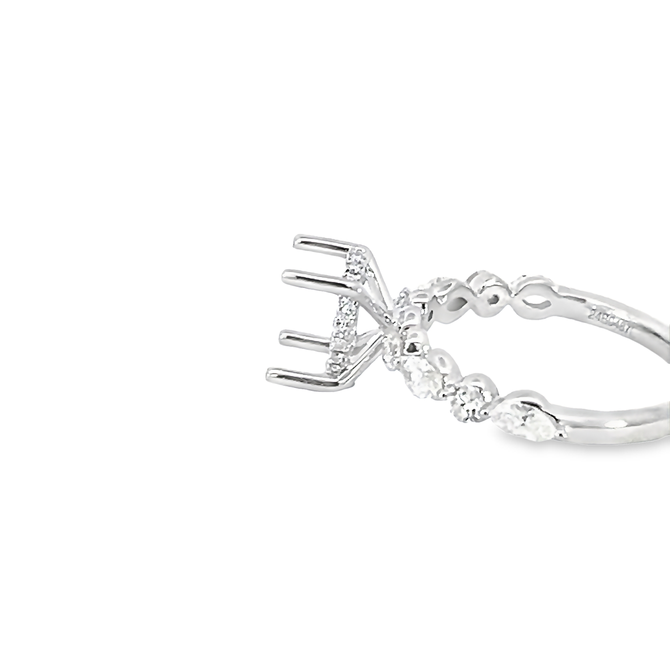 14k White Gold Diamond Semi-mount Engagement Ring