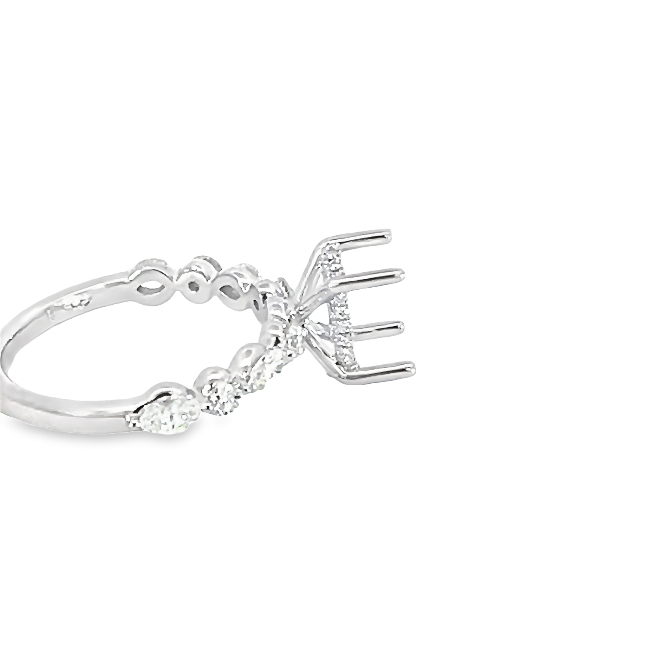 14k White Gold Diamond Semi-mount Engagement Ring