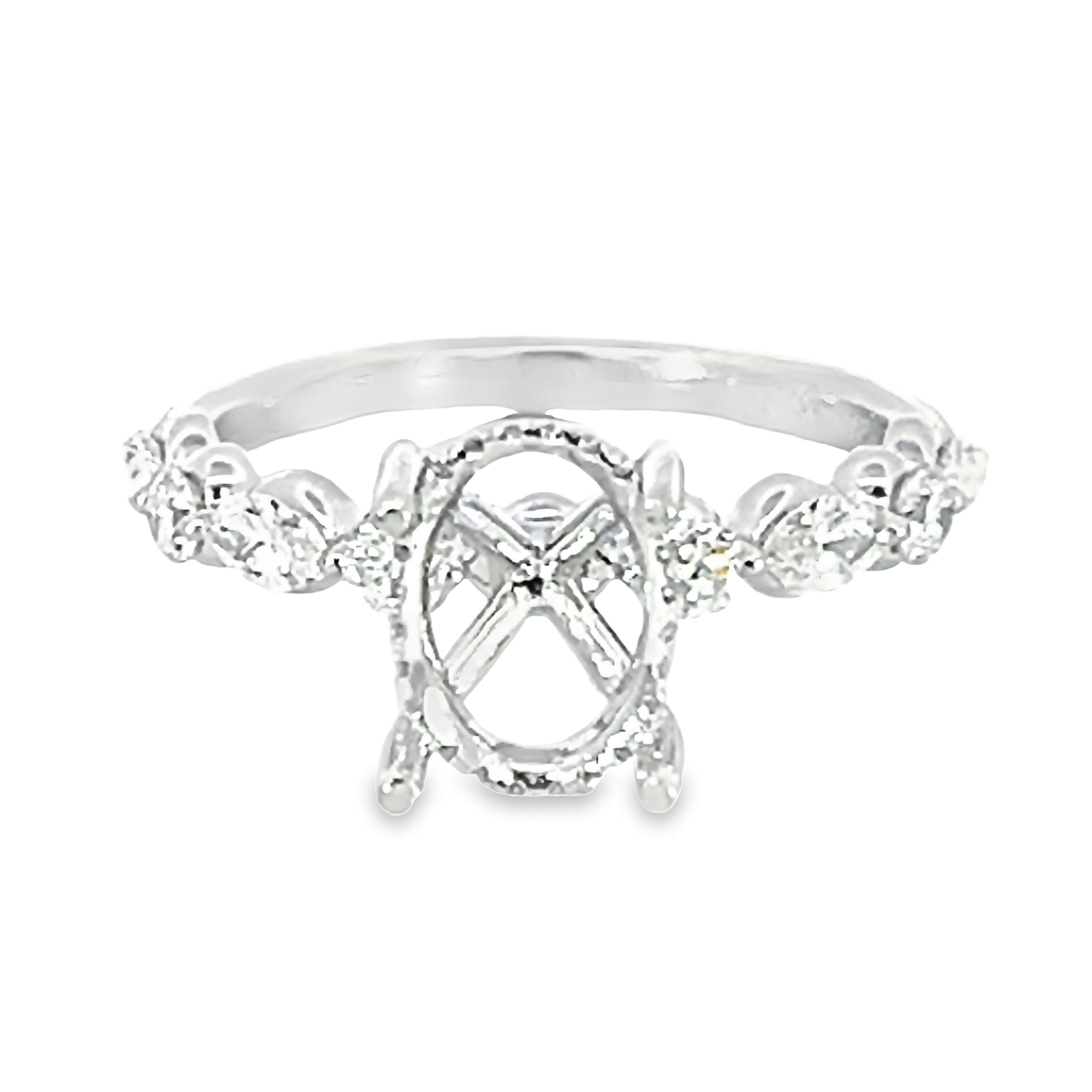 14k White Gold Diamond Semi-mount Engagement Ring