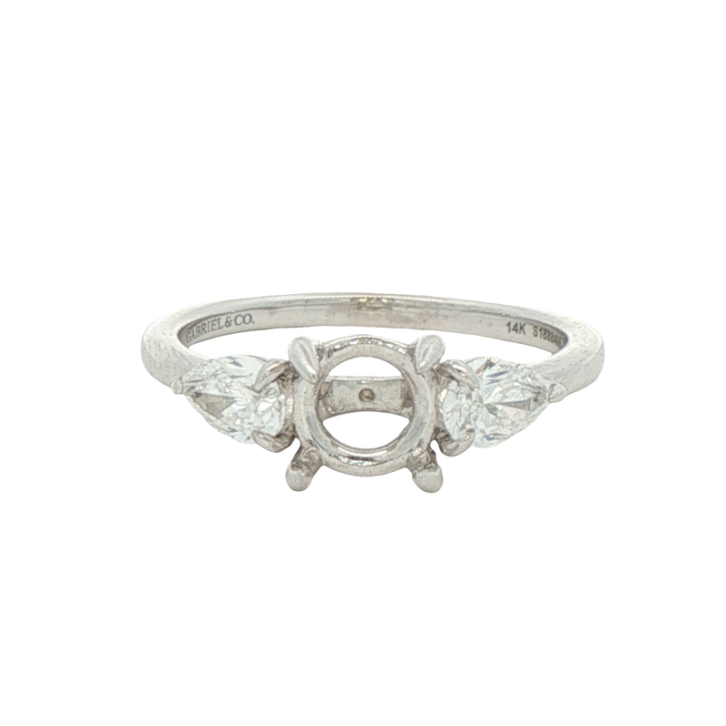14k White Gold Three Stone Engagement Ring