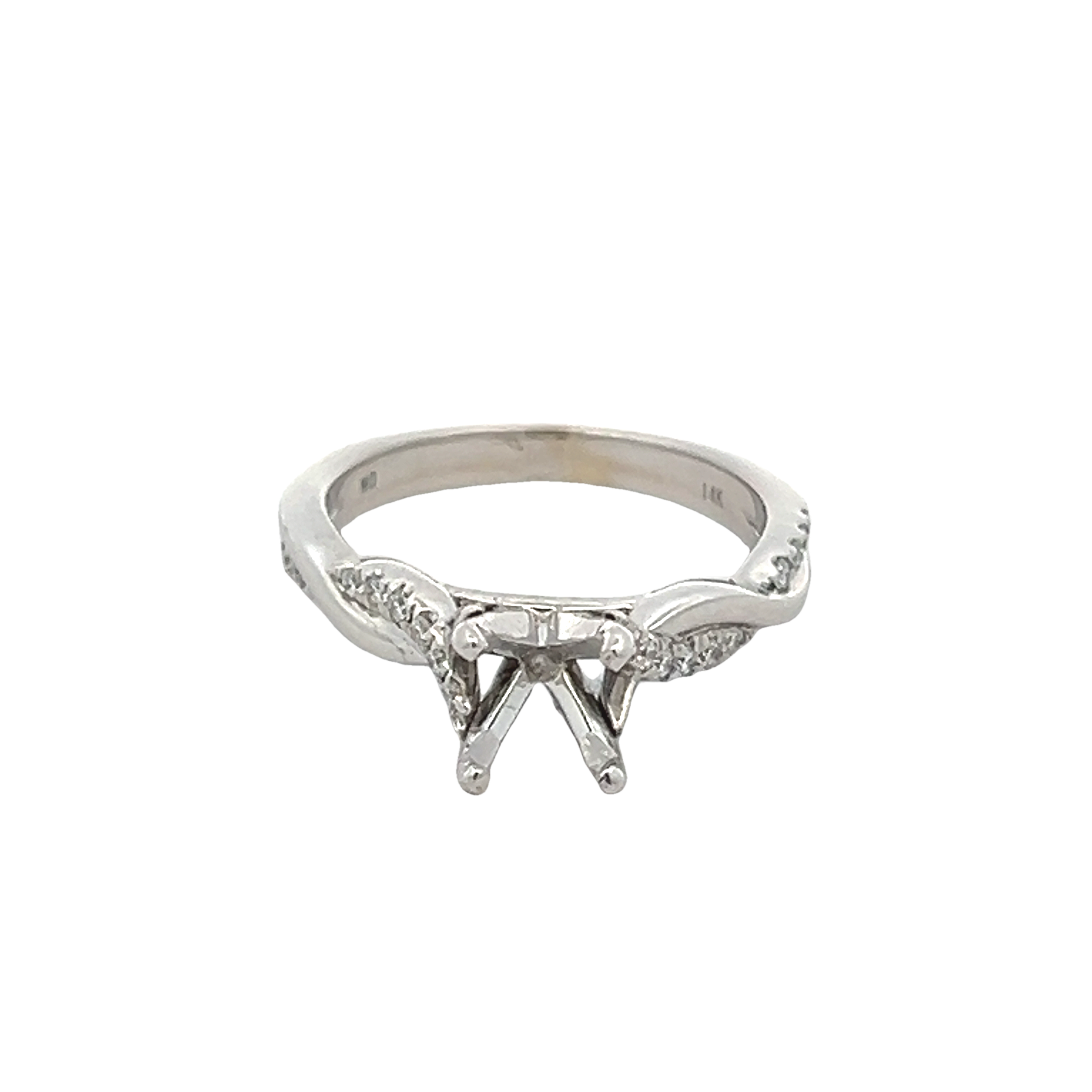 14k White Gold Diamond Semi Mount