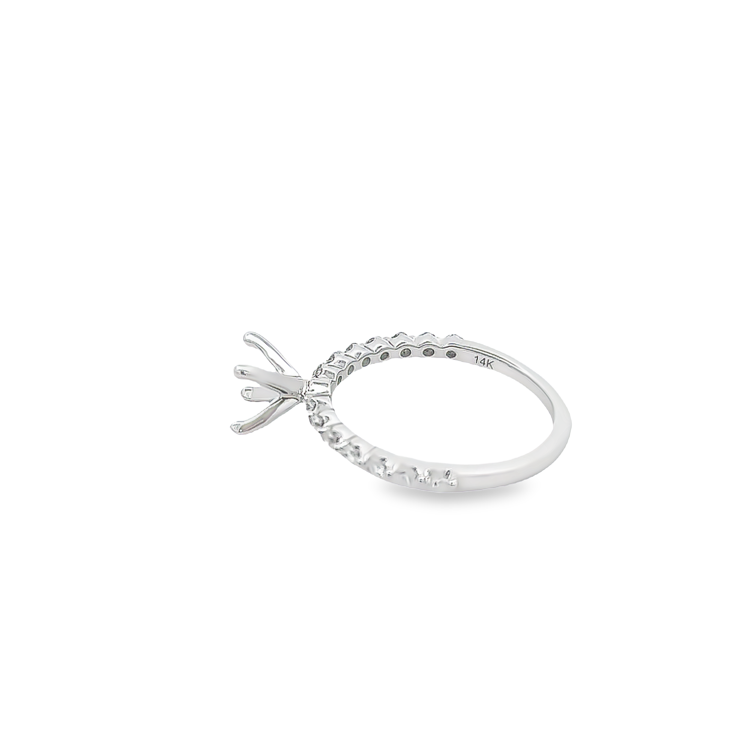 14k White Gold Shared Prong Diamond Semi-mount