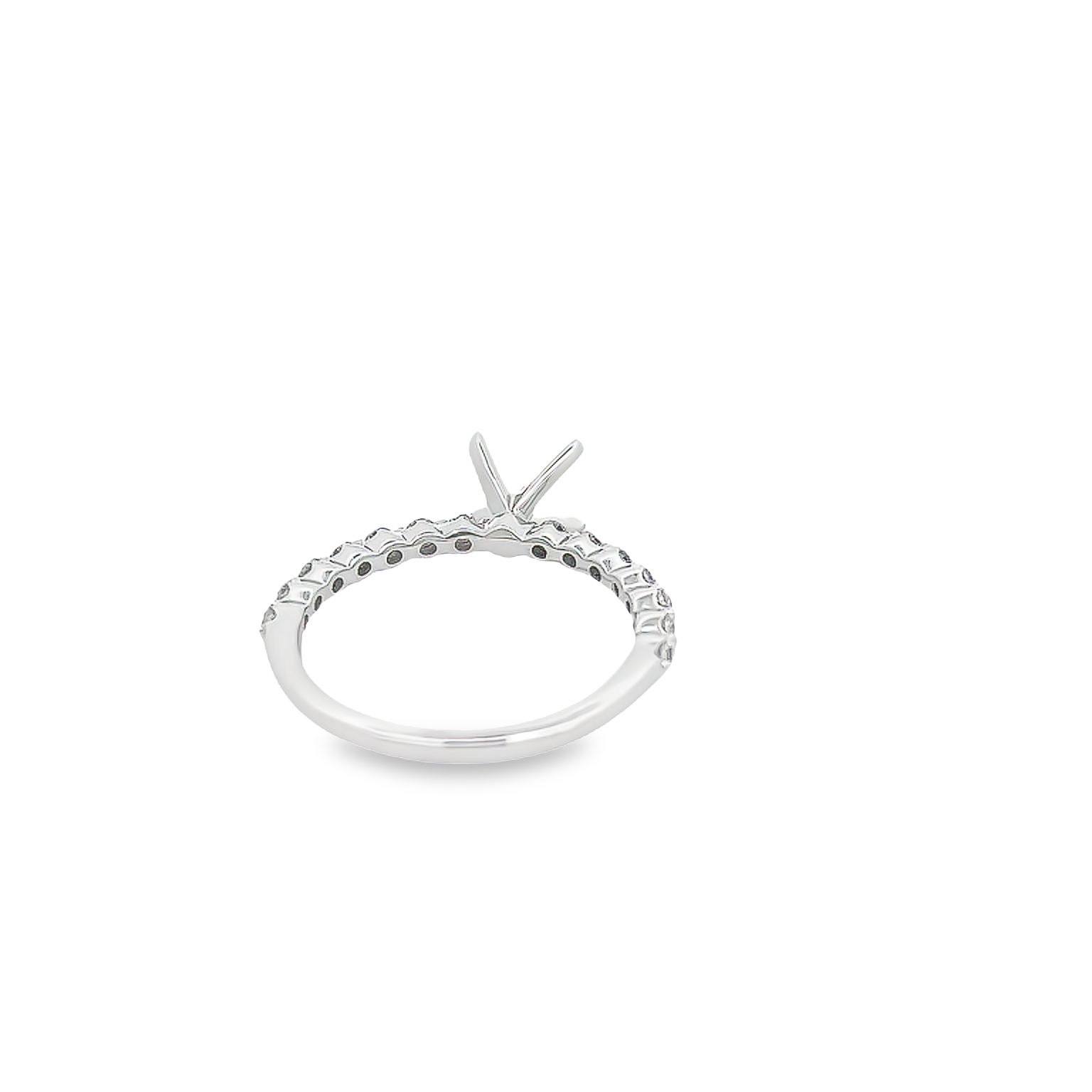 14k White Gold Shared Prong Diamond Semi-mount