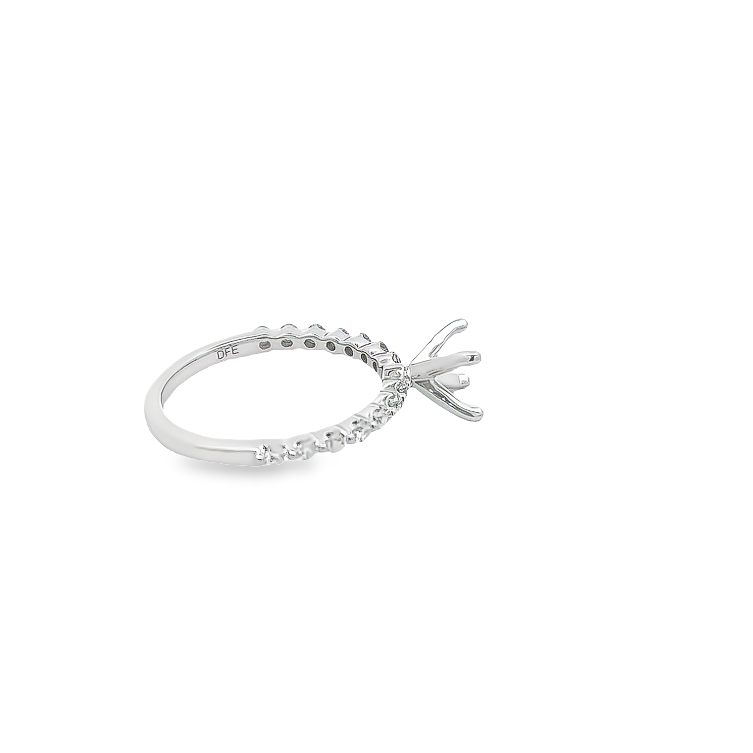 14k White Gold Shared Prong Diamond Semi-mount