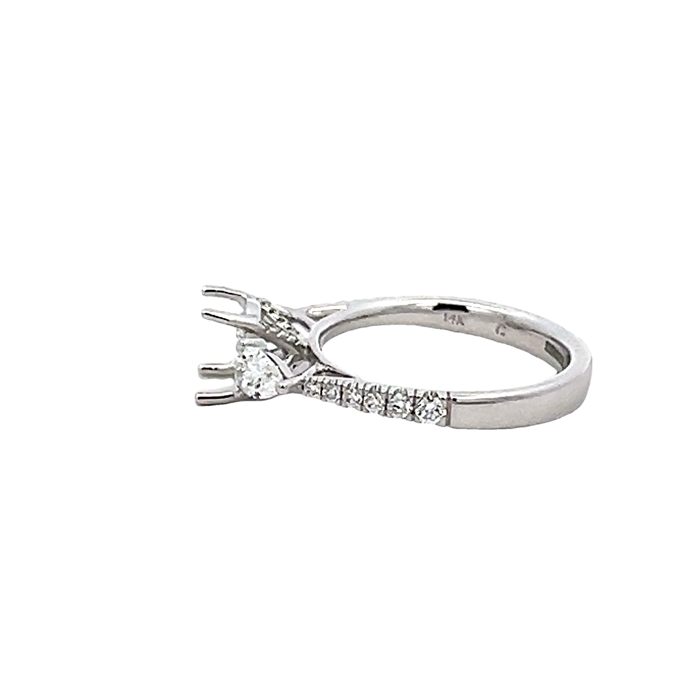 14k White Gold Diamond Semi-mount Engagement Ring