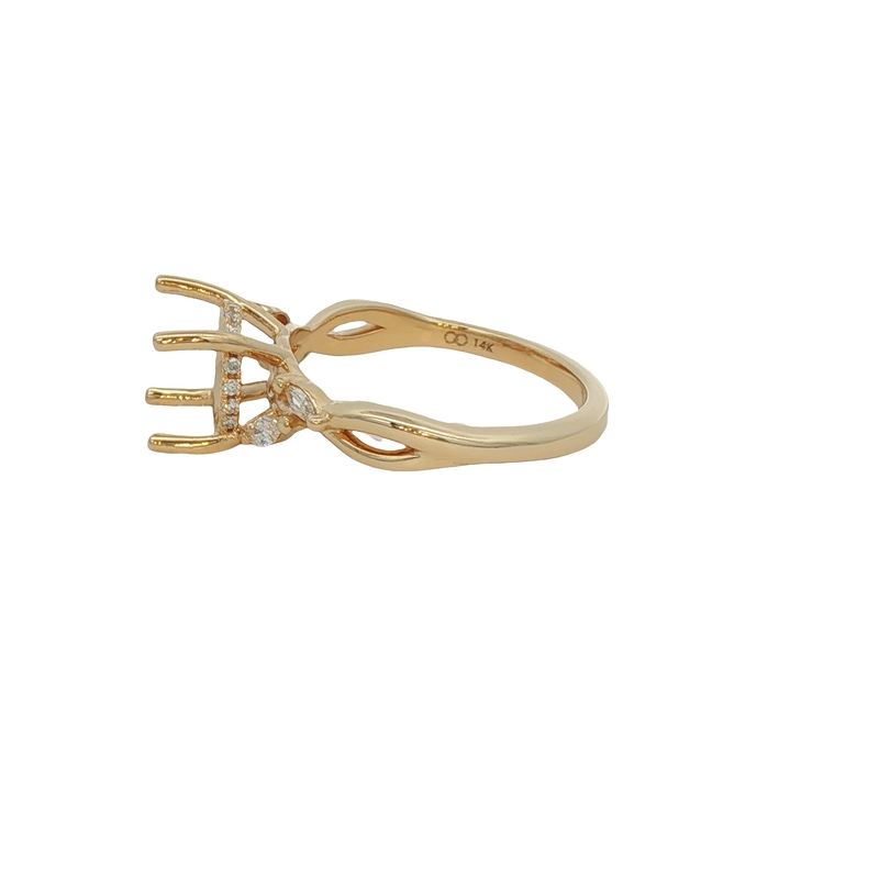14k Yellow Gold Diamond Semi Mount Ring