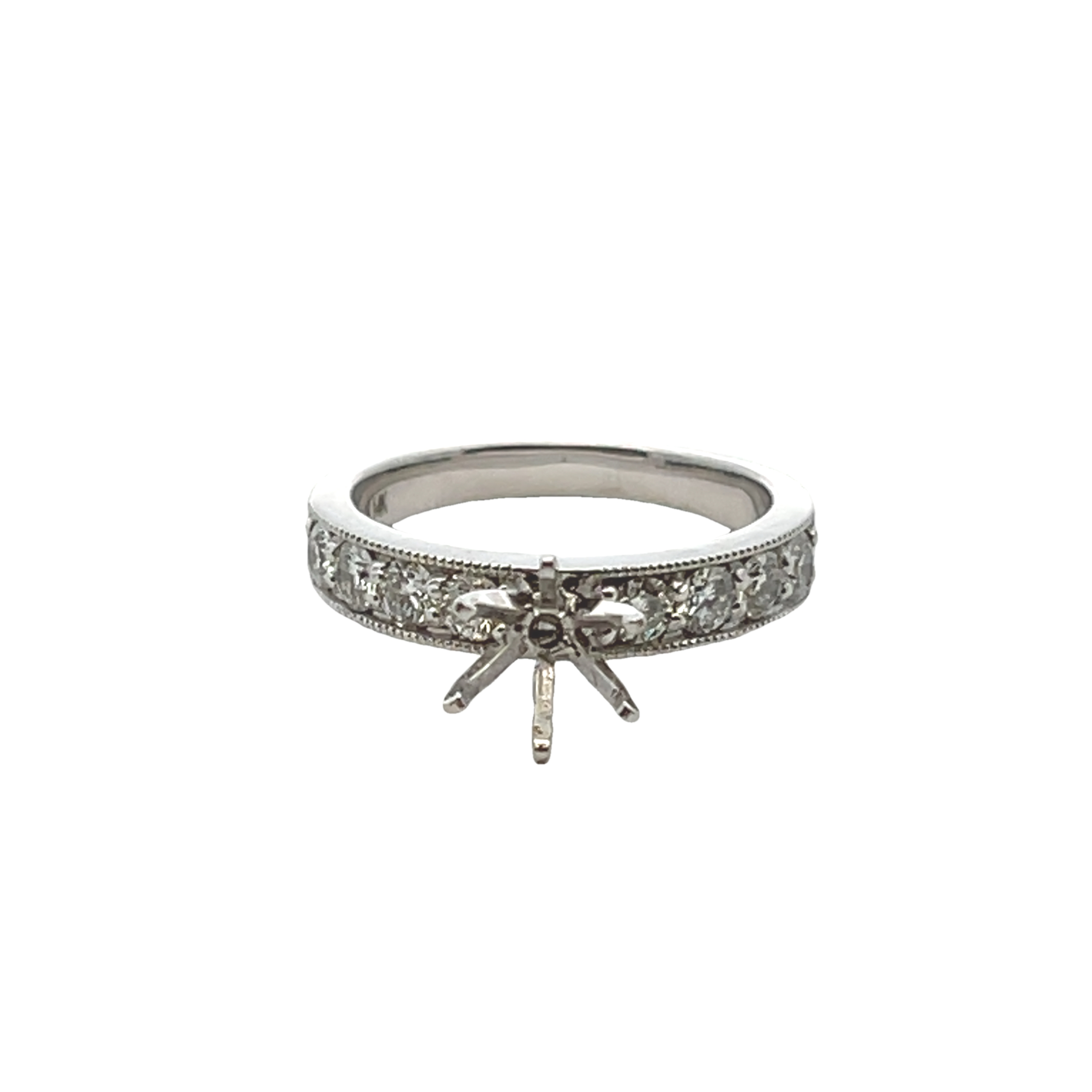 14k White Gold Diamond Semi Mount Ring