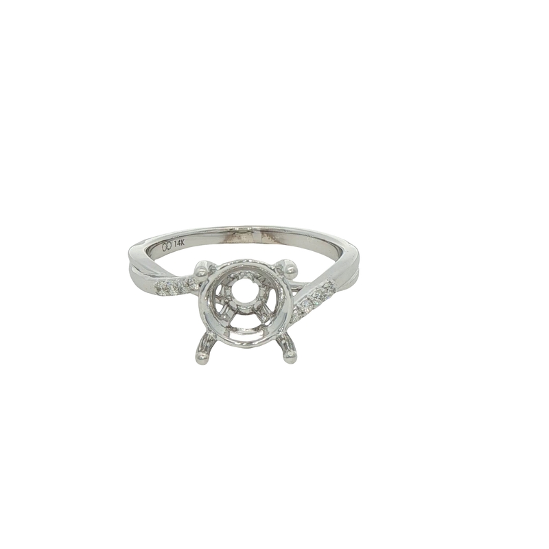 14k White Gold Diamond Semi Mount Ring