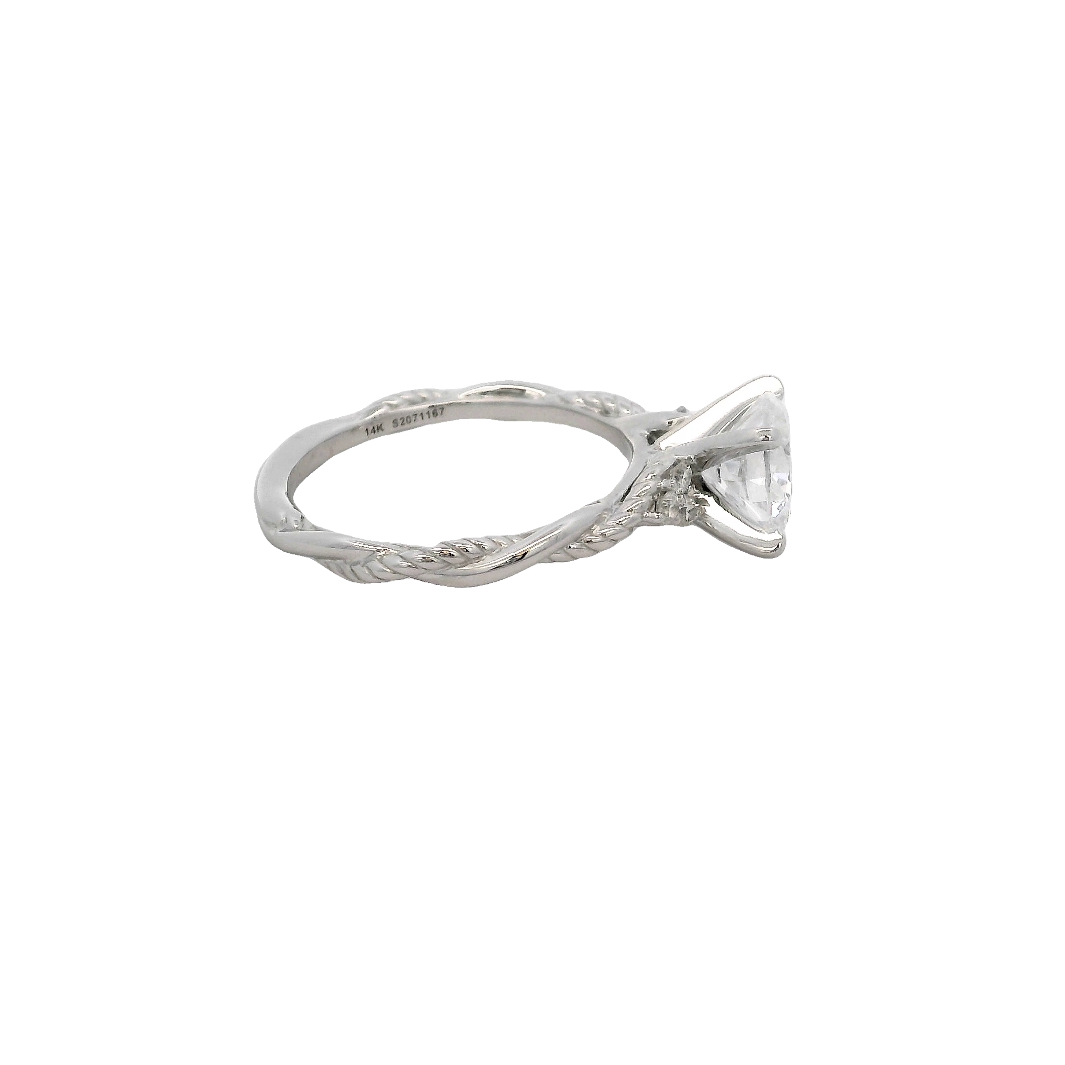 14k White Gold Diamond Semi Mount Twist Ring