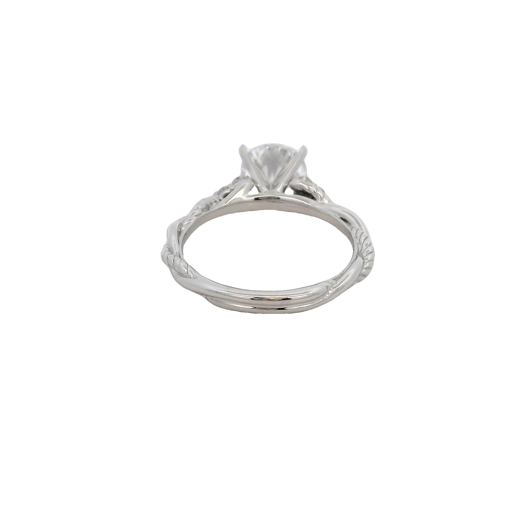 14k White Gold Diamond Semi Mount Twist Ring