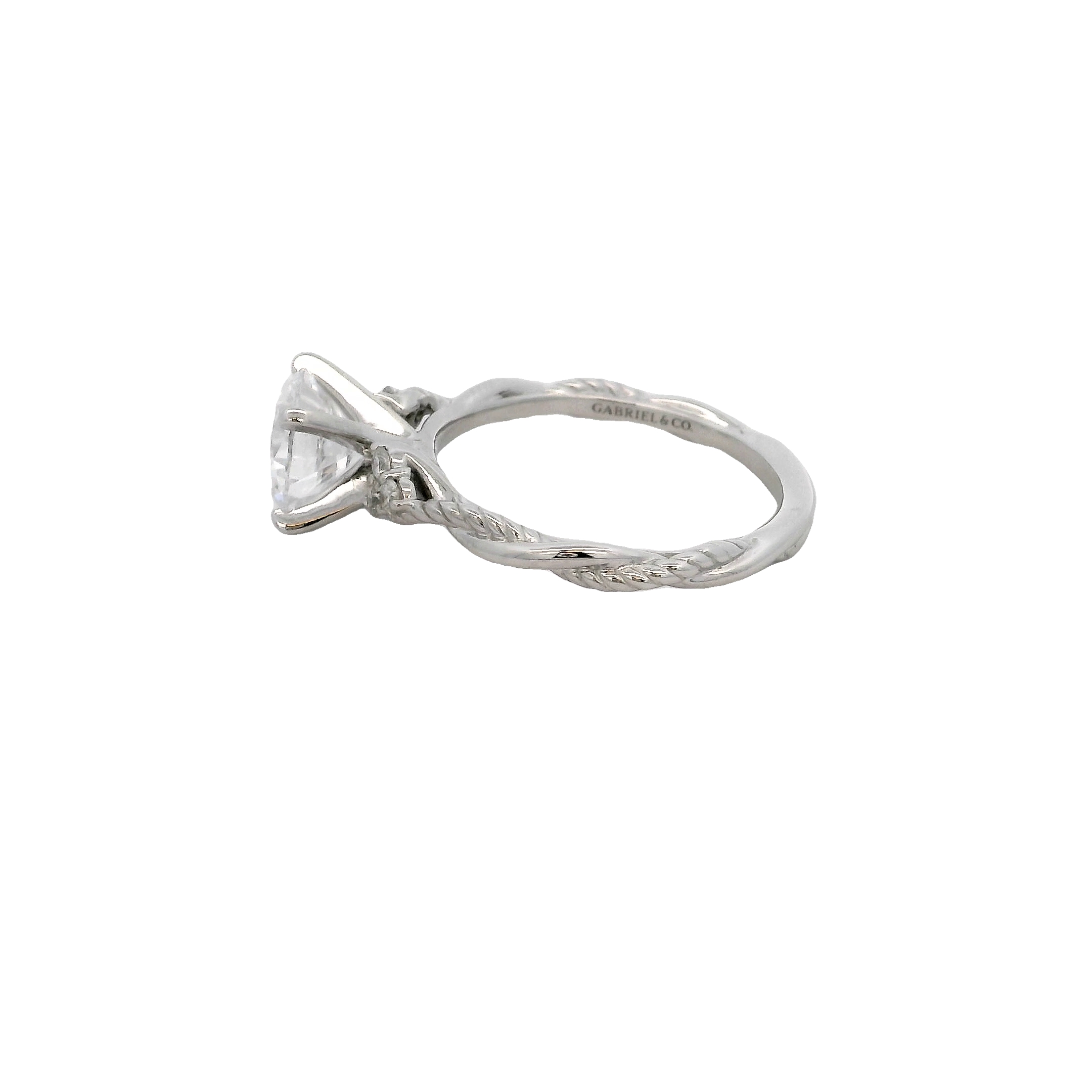 14k White Gold Diamond Semi Mount Twist Ring