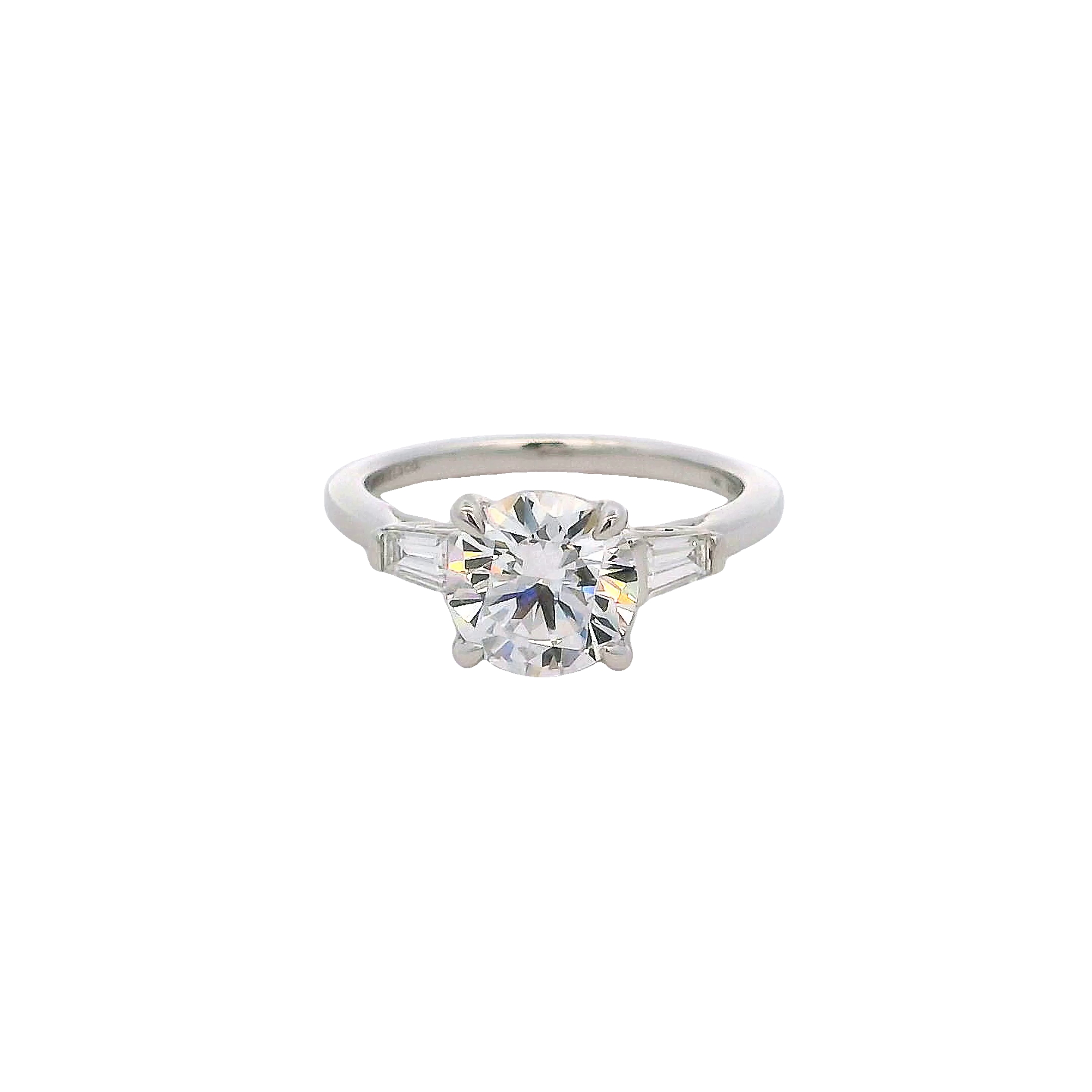 14k White Gold Three Stone Diamond Semi Mount Engagement Ring