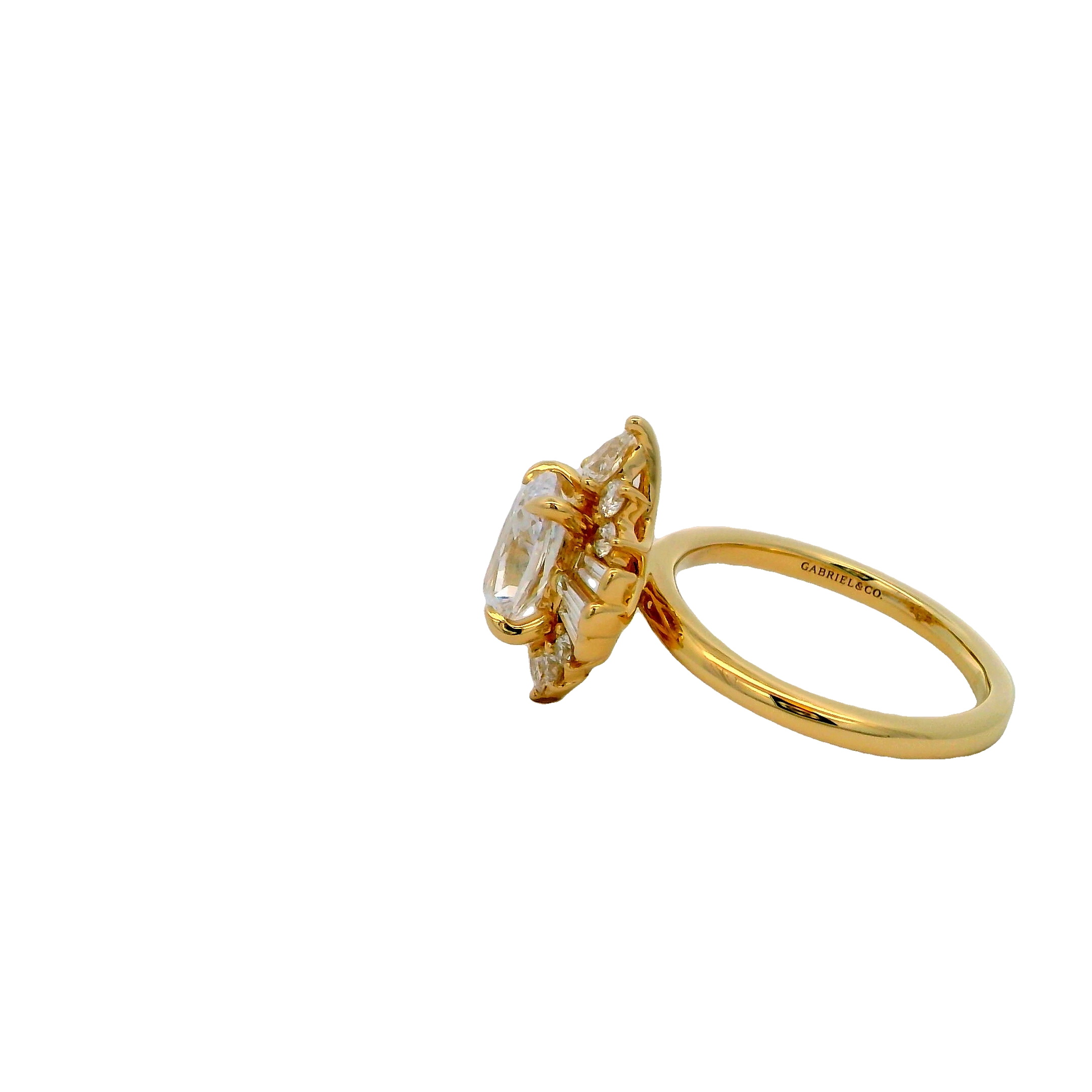 14k Yellow Gold Modern Halo Diamond Engagement Ring
